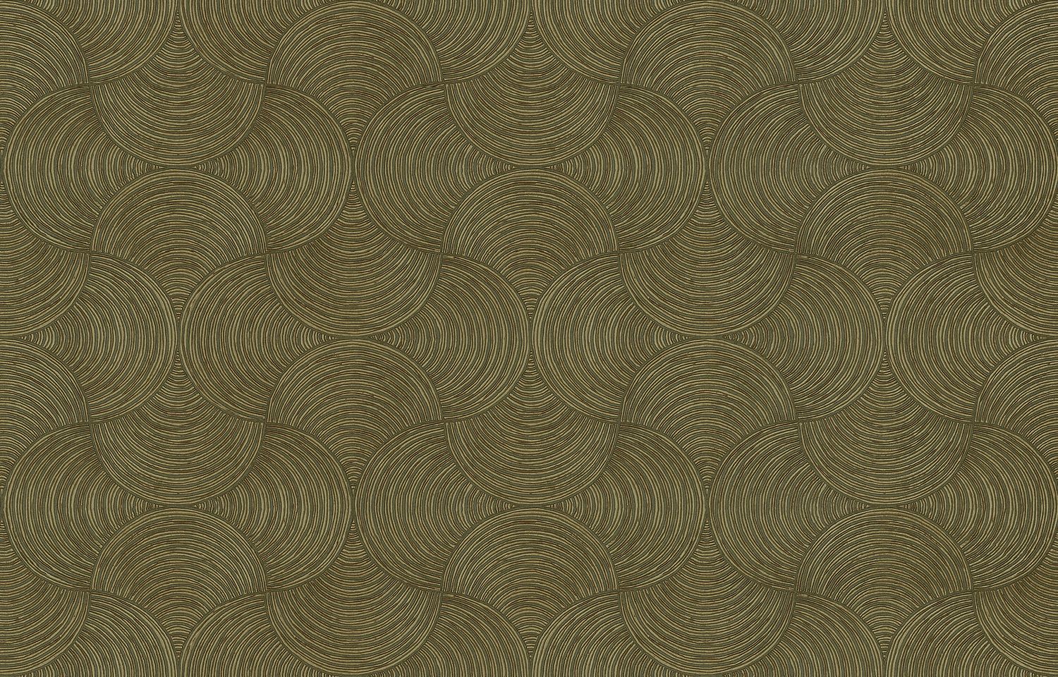 Štruktúrovaná metalická tapeta s geometrickým vzorom METEORE - KAKI/BRONZ tmavozelená s bronzom