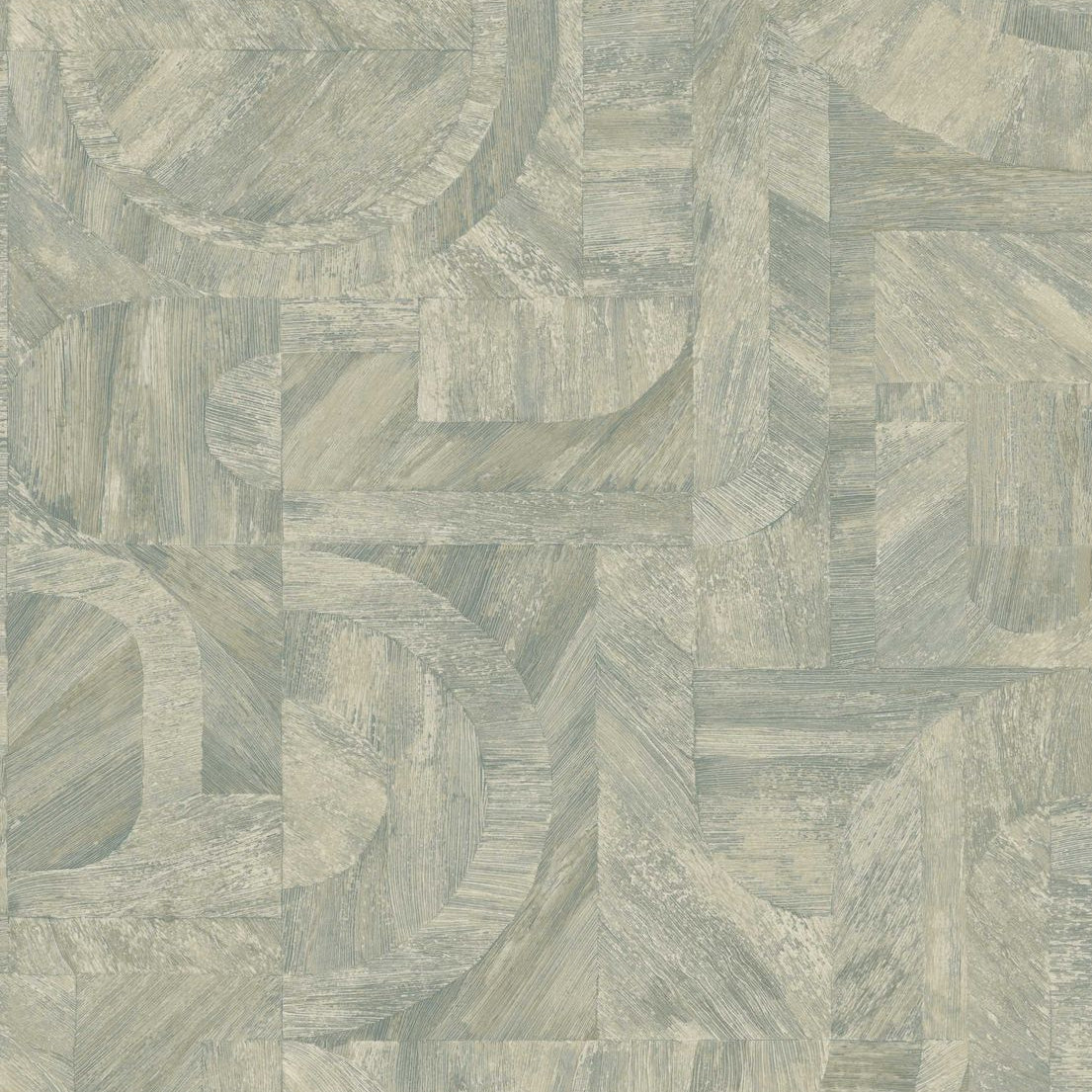 Tapeta so štruktúrou napodobňujúcou drevo geometrická s mozaikovým vzorom INTARSIA - OPALINE ľadová modrá