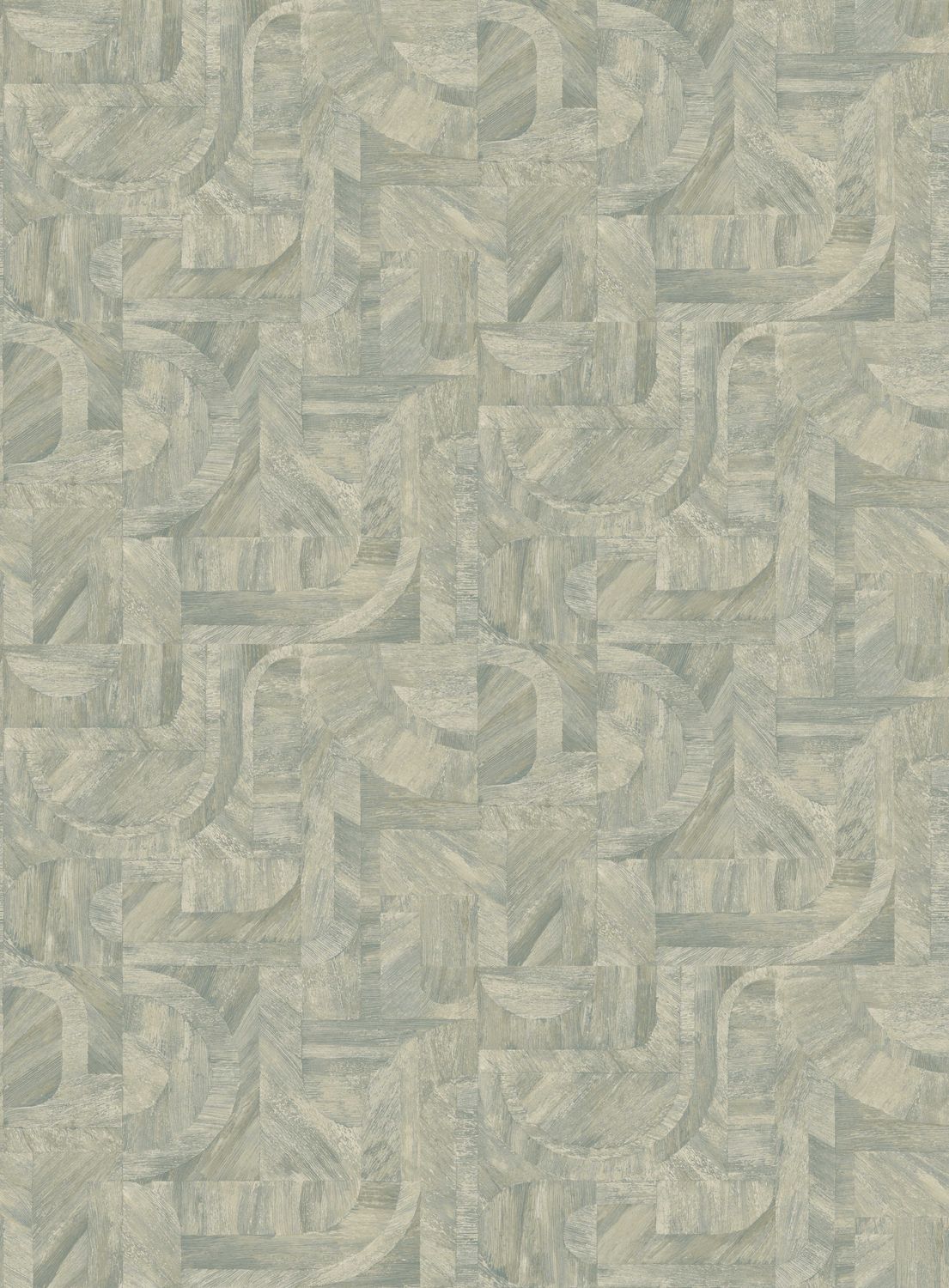 Tapeta so štruktúrou napodobňujúcou drevo geometrická s mozaikovým vzorom INTARSIA - OPALINE ľadová modrá