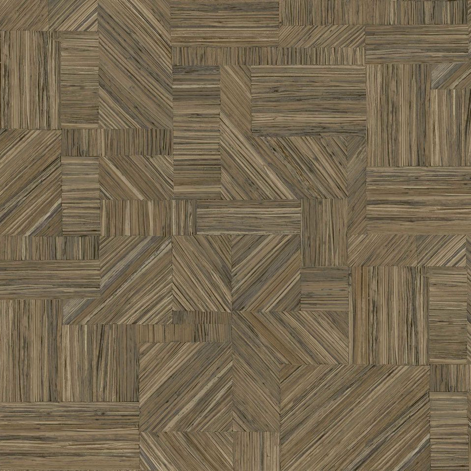 Geometric Structural Wallpaper Imitating Straw Patchwork IMBRICATION - SÉPIA Rusty Brown