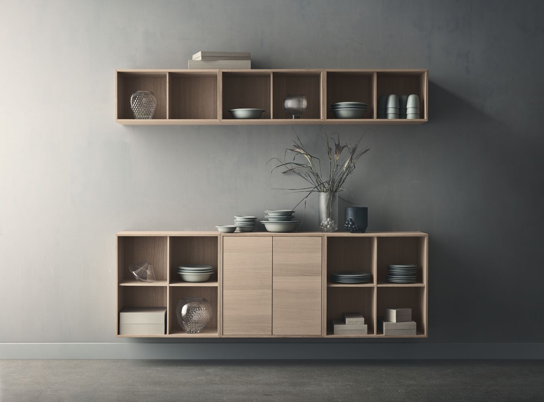 Polica CASE - jednotlivý modul orechová dyha