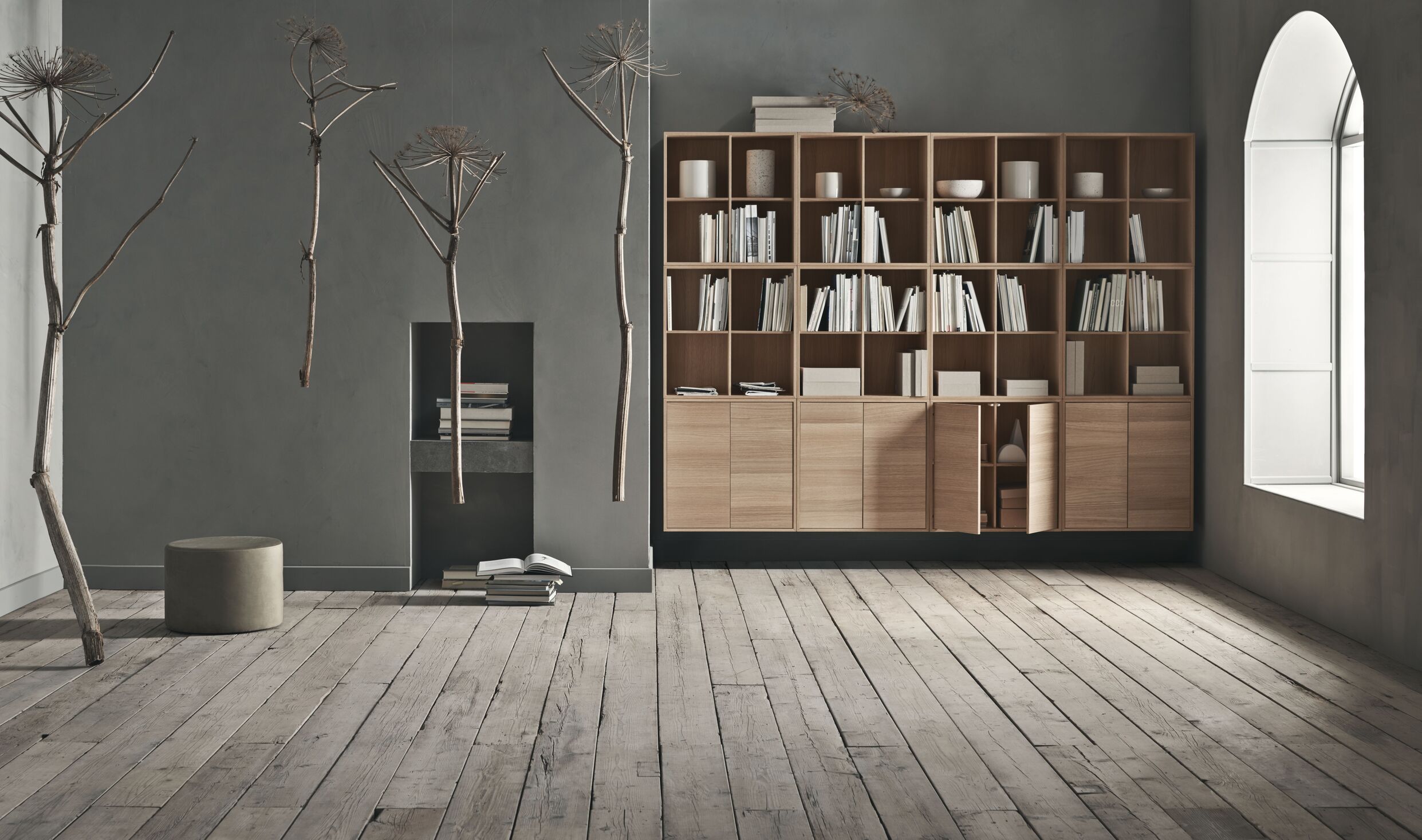 Regál CASE bielený dyha dubová