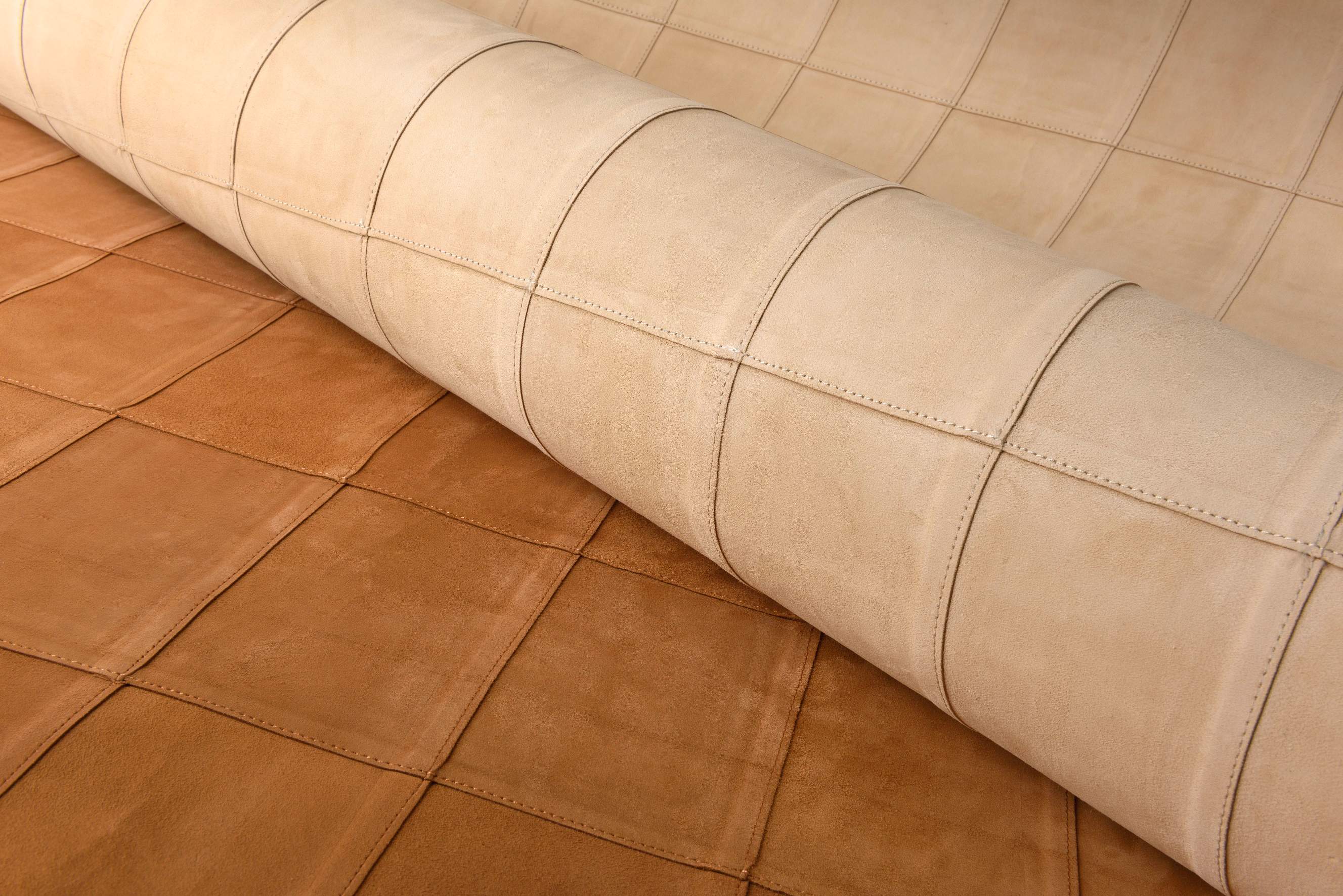 Natural leather wallpaper with geometric pattern AVENIO brown