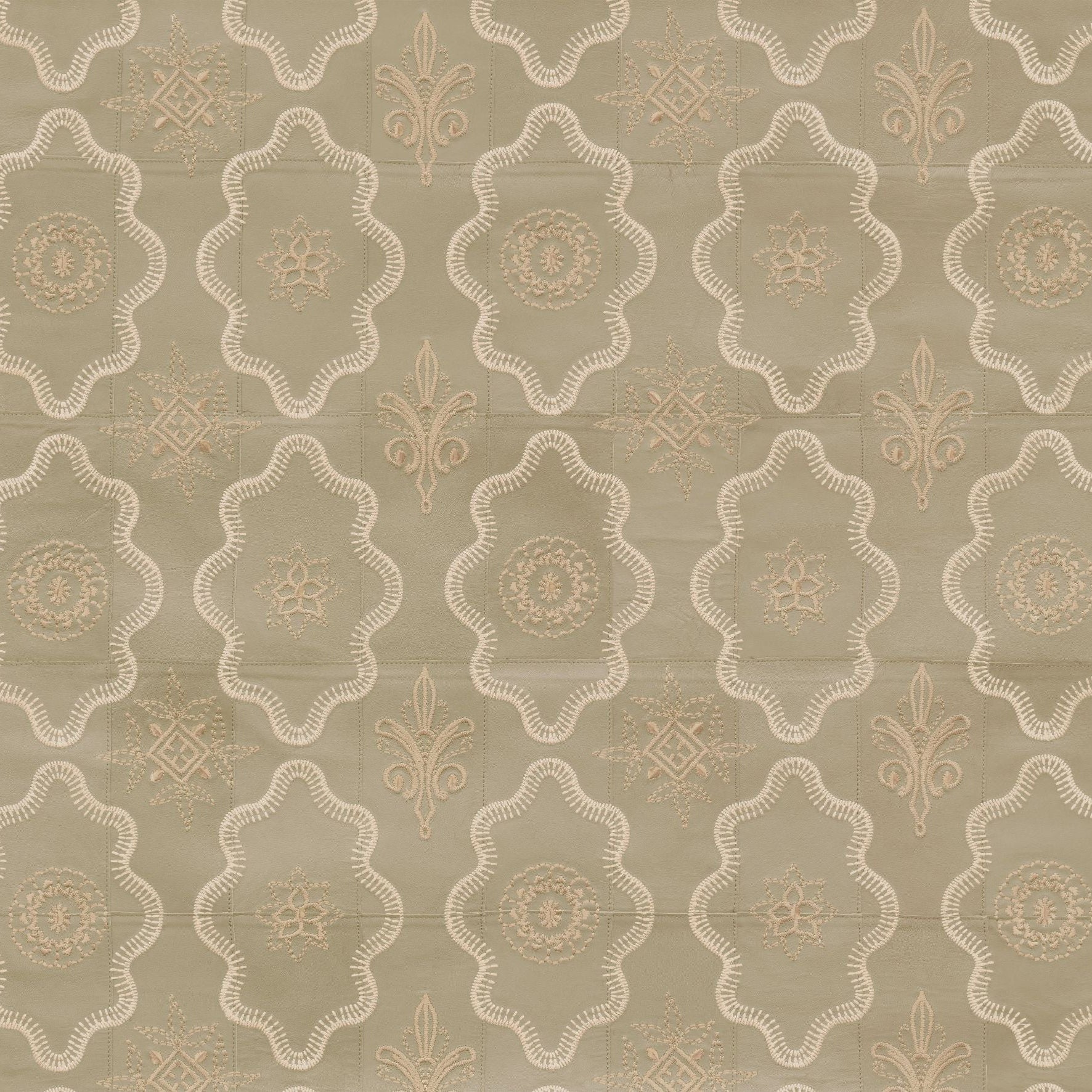 Natural leather wallpaper with geometric pattern DUCTIA beige