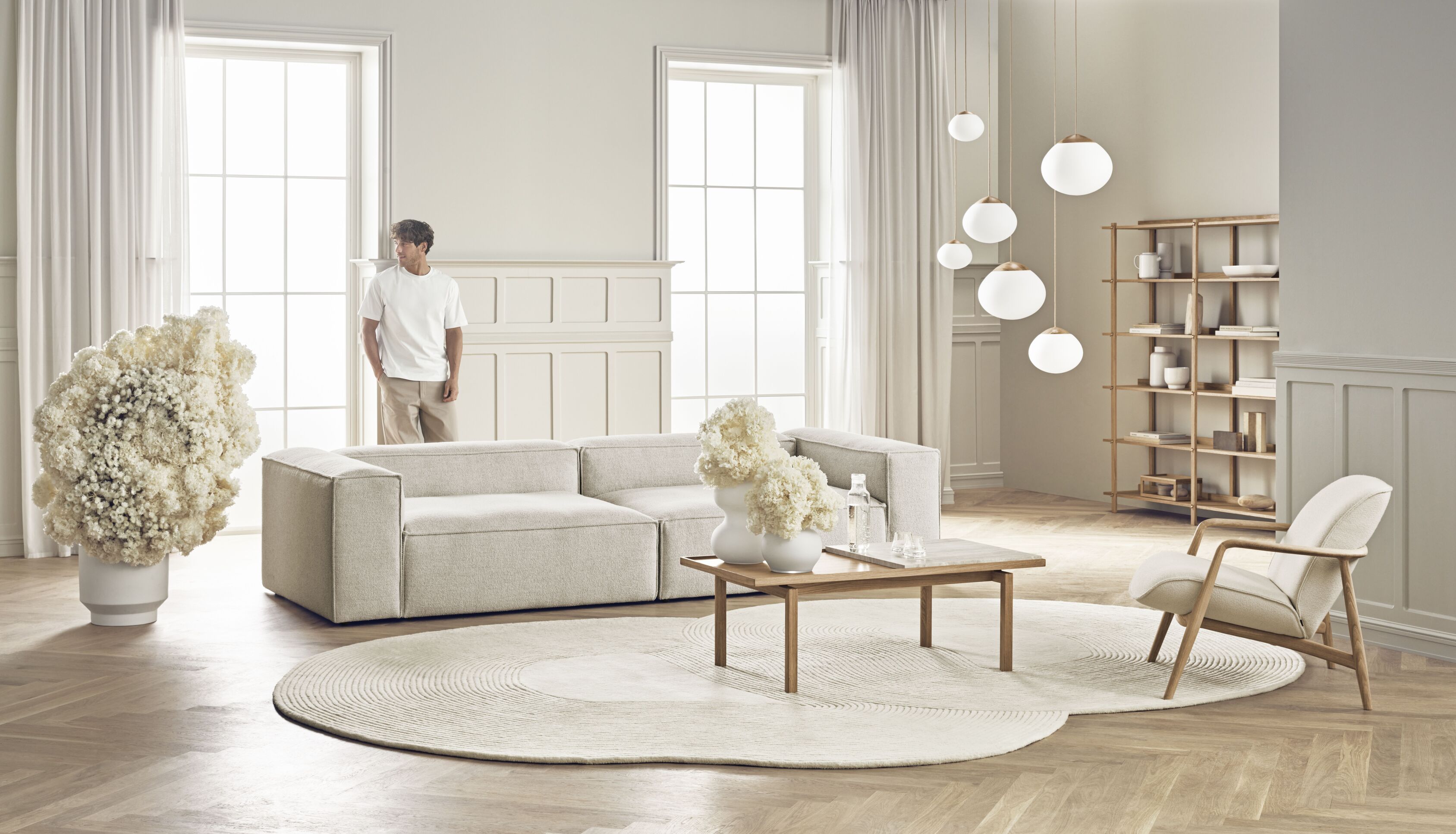 Cream ZEN SHAPED Oval Rug