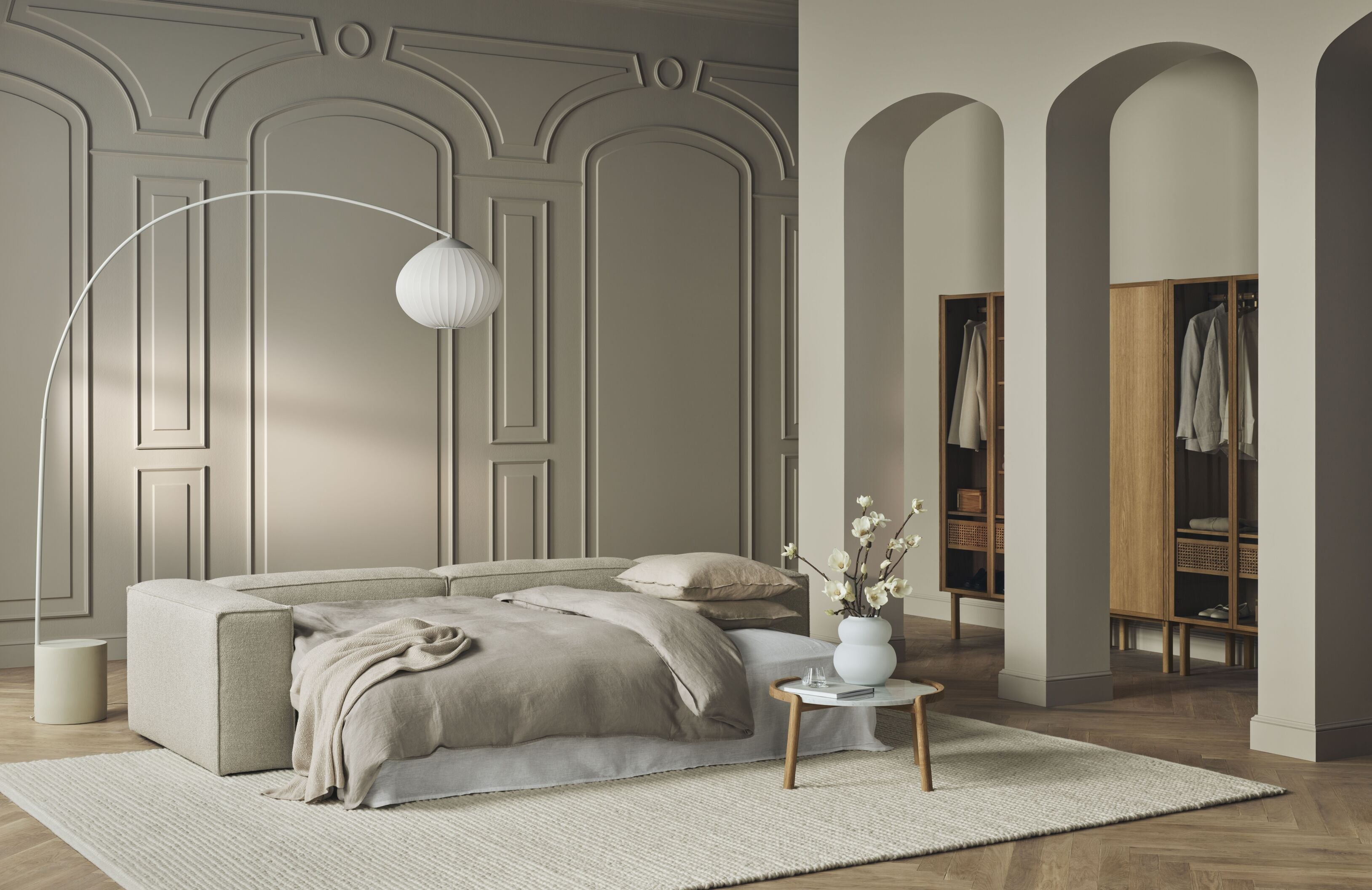 Rozkladací pravostranný rohový gauč COSIMA BED čalúnený