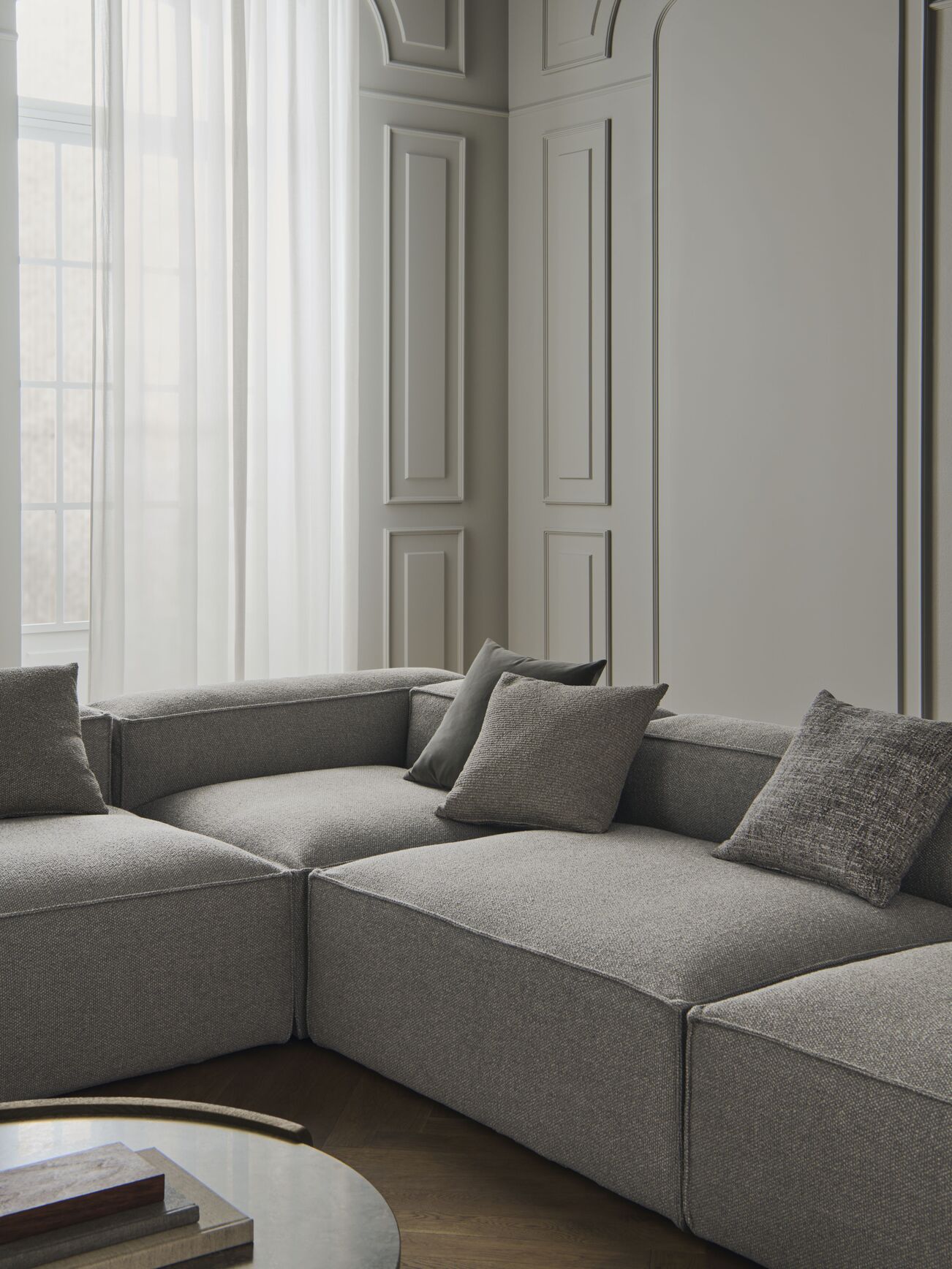 Pravostranný 4-modulový rohový gauč COSIMA čalúnený