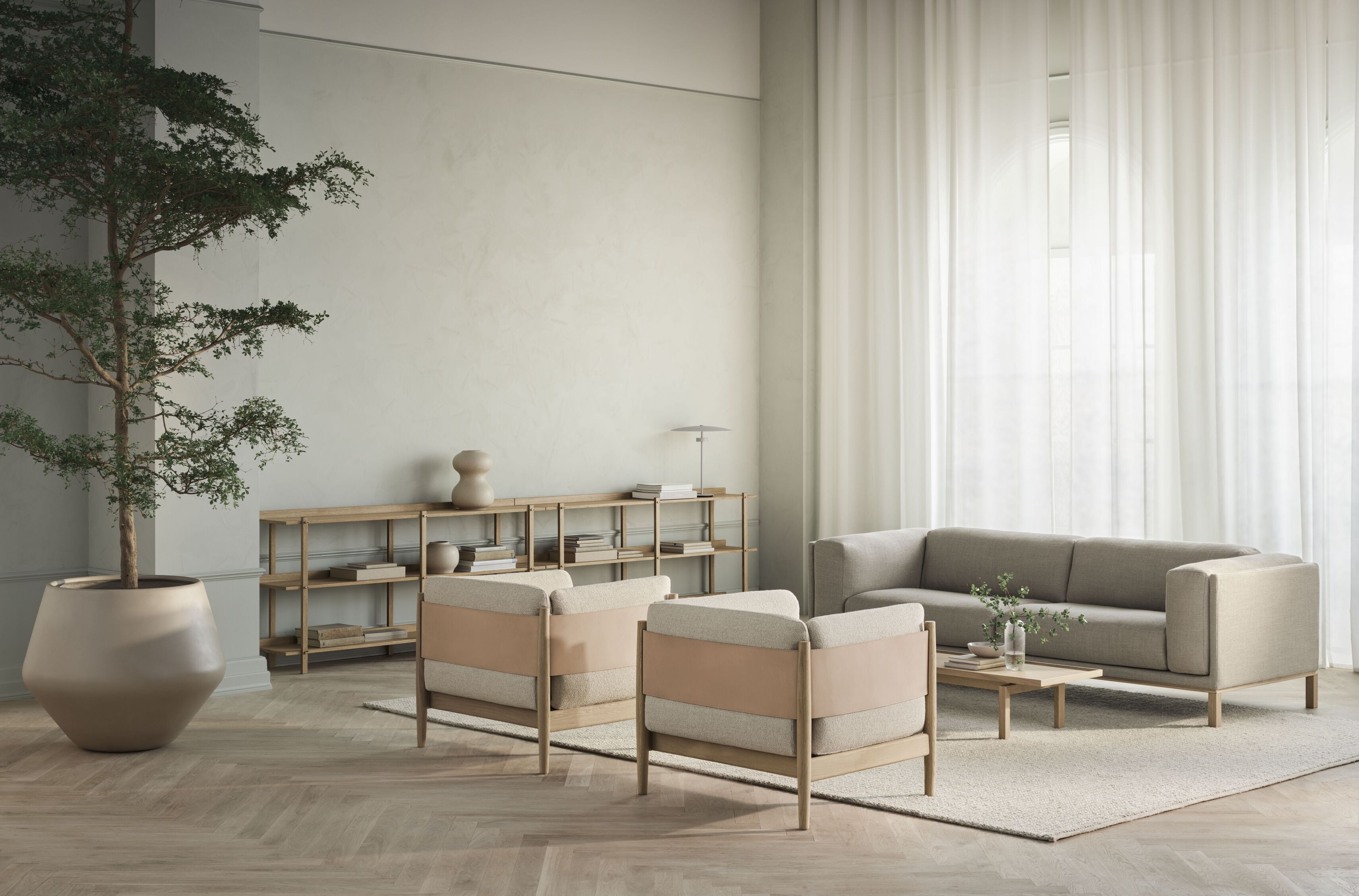 Regál KARI bielený dyha dubová