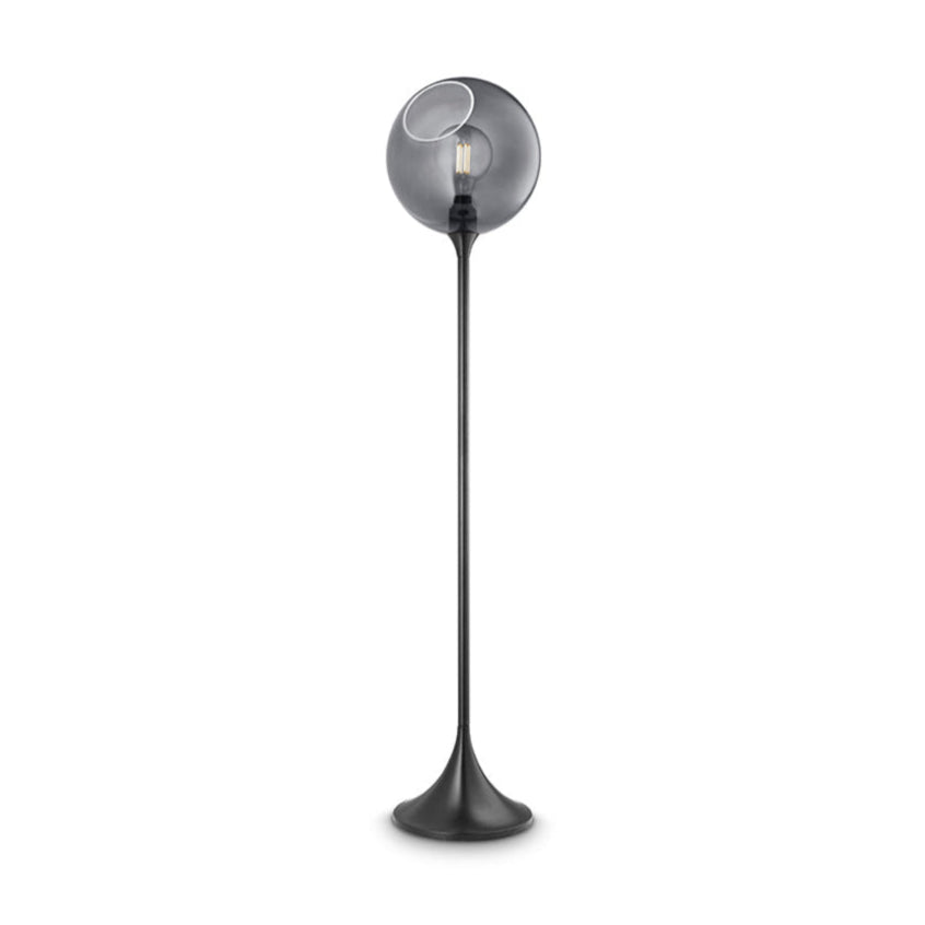 BALLROOM floor lamp with a smoky shade and black base