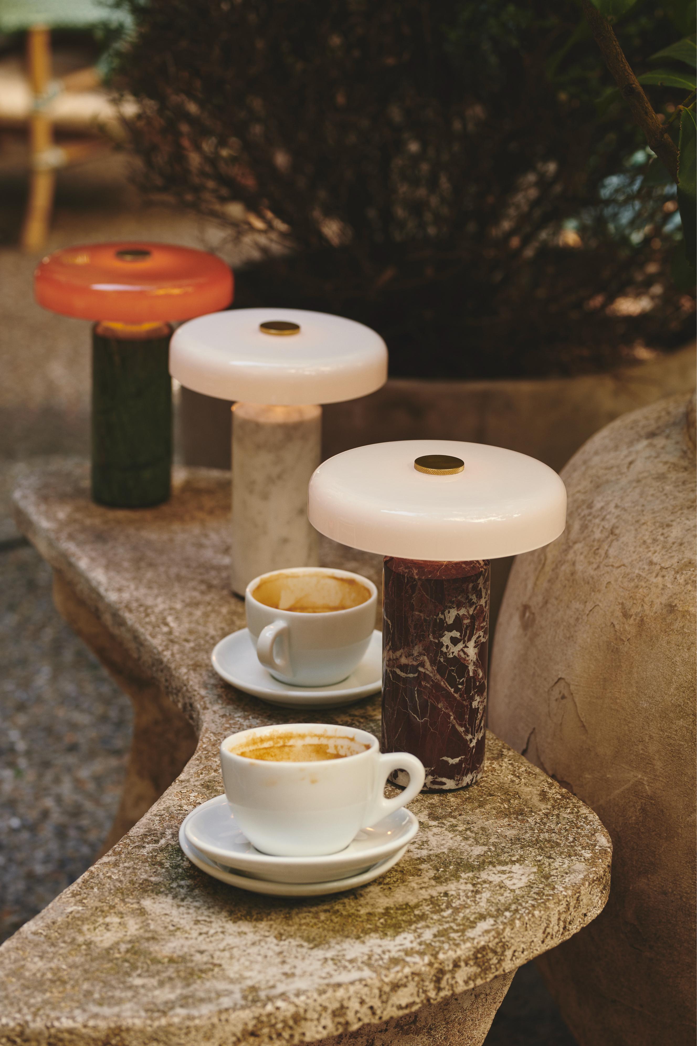 Prenosná lampa TRIP zelený mramor s jantárovým sklom