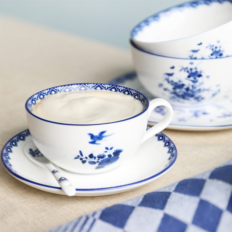 Súprava šálok s podšálkami DELFTWARE biela s modrou