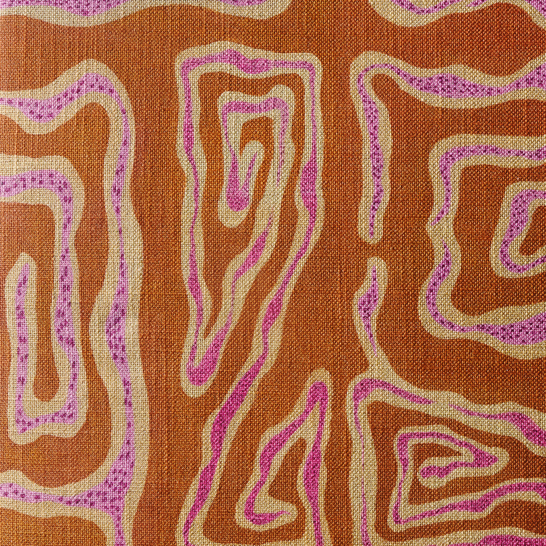 Ležadlo v oranžovej farbe s ružovo-bežovým vzorom