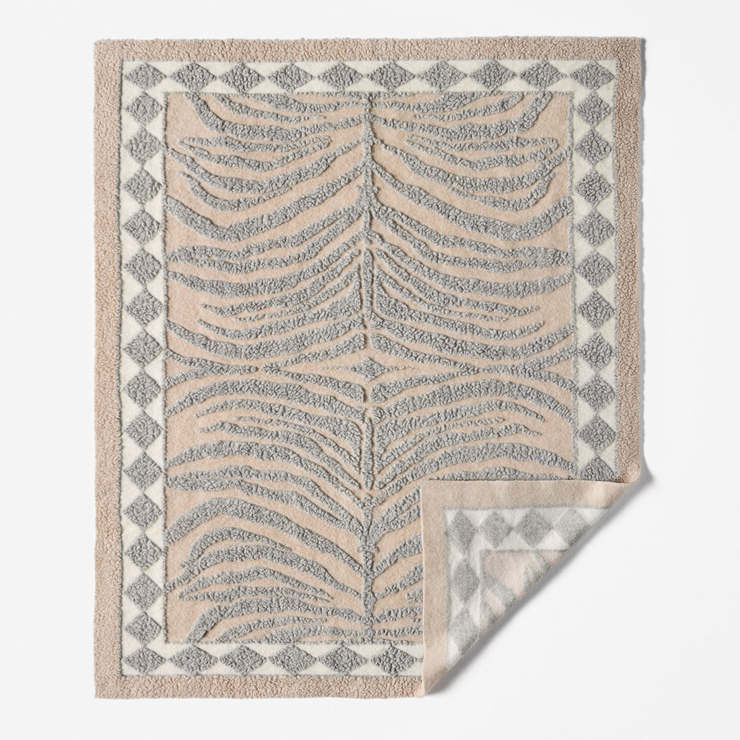 WILDCAT THROW Blanket Beige with Gray