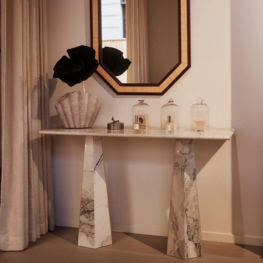 Konzola HEXAGON biely mramor