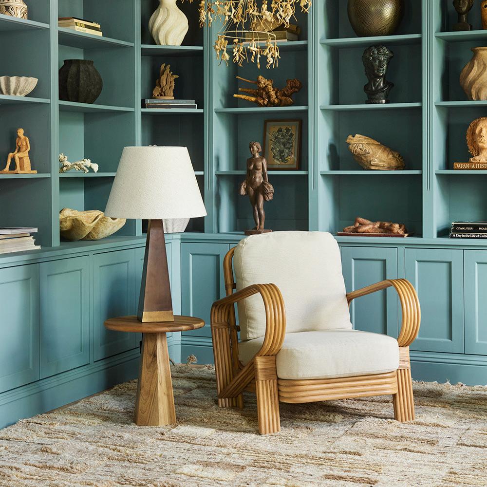 Fotel BAMBOO béžový s moreným bambusom