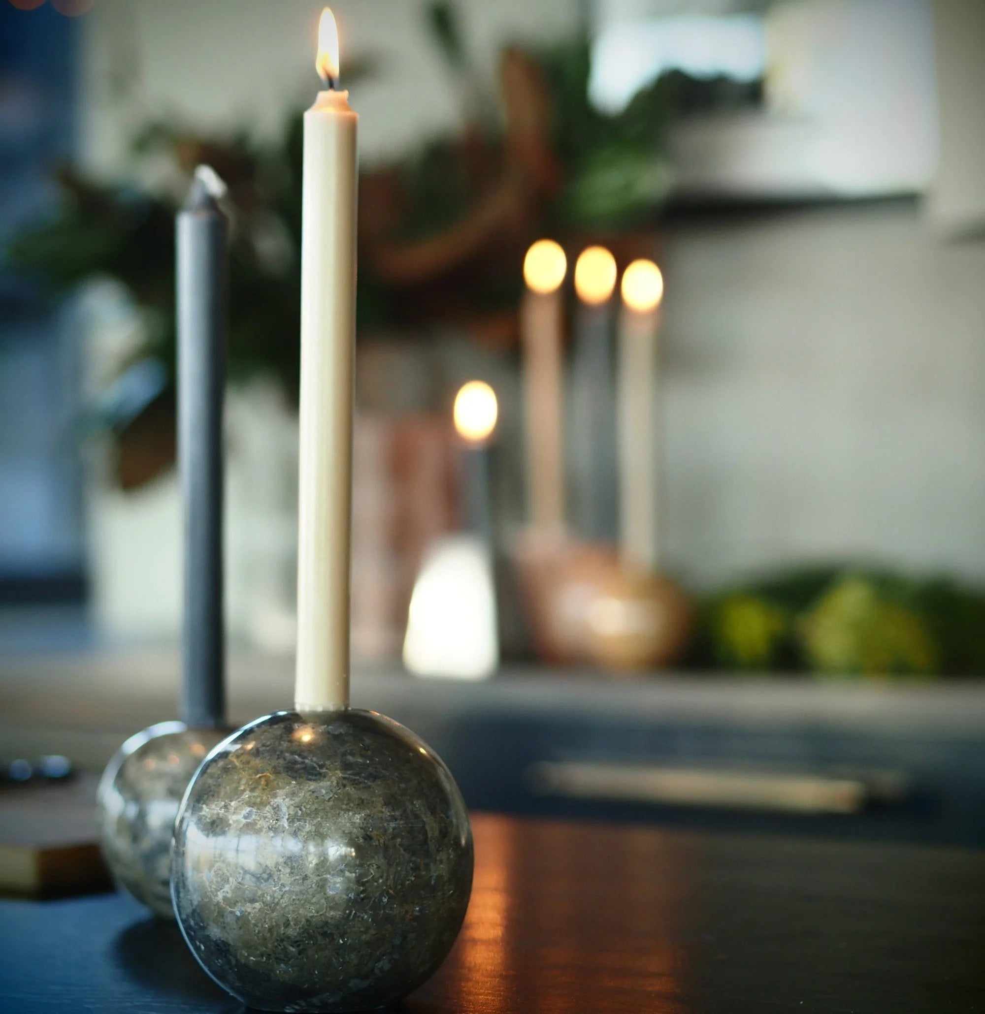 SPHERE Candle Holder Brown Marble