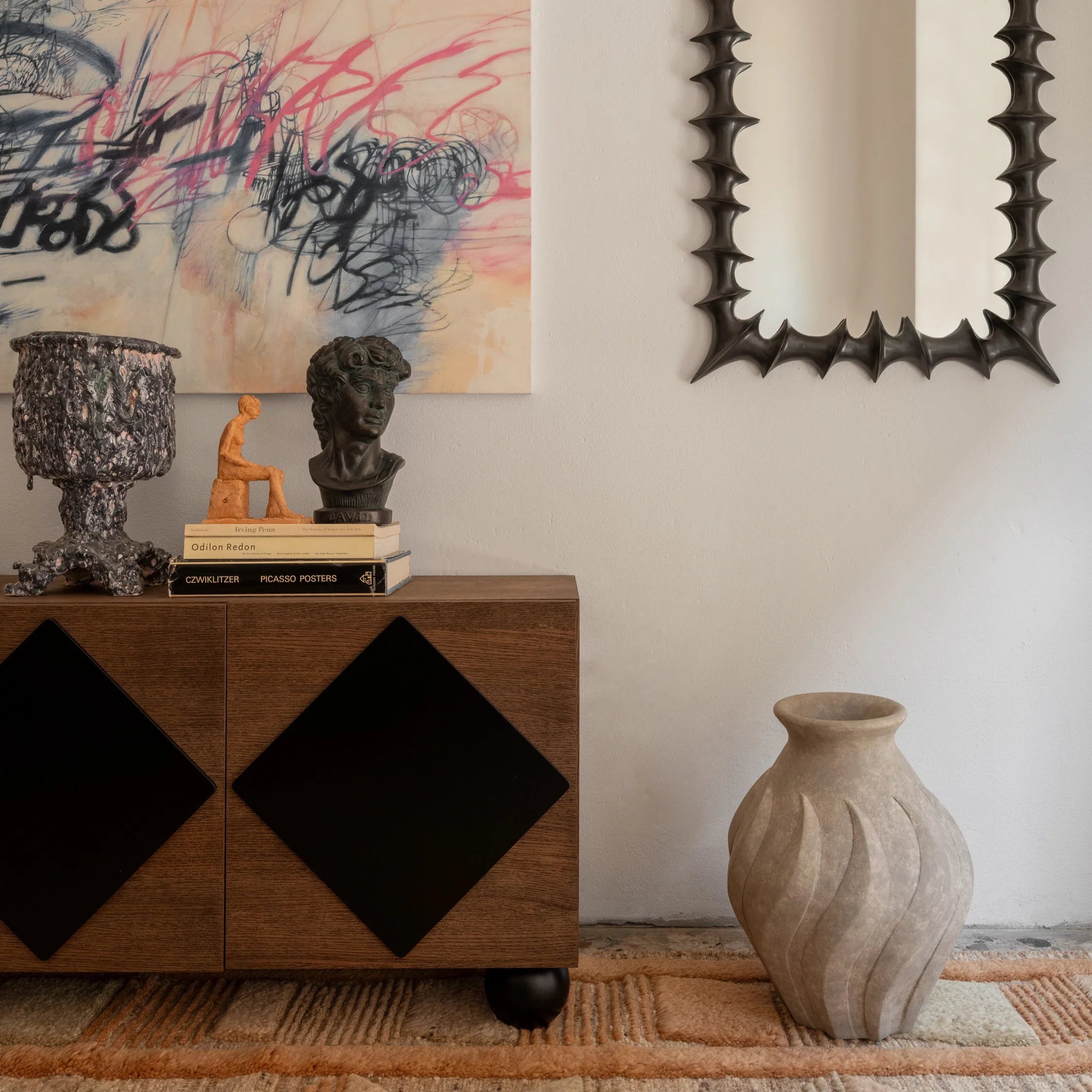 Váza SWIRL šedá keramika