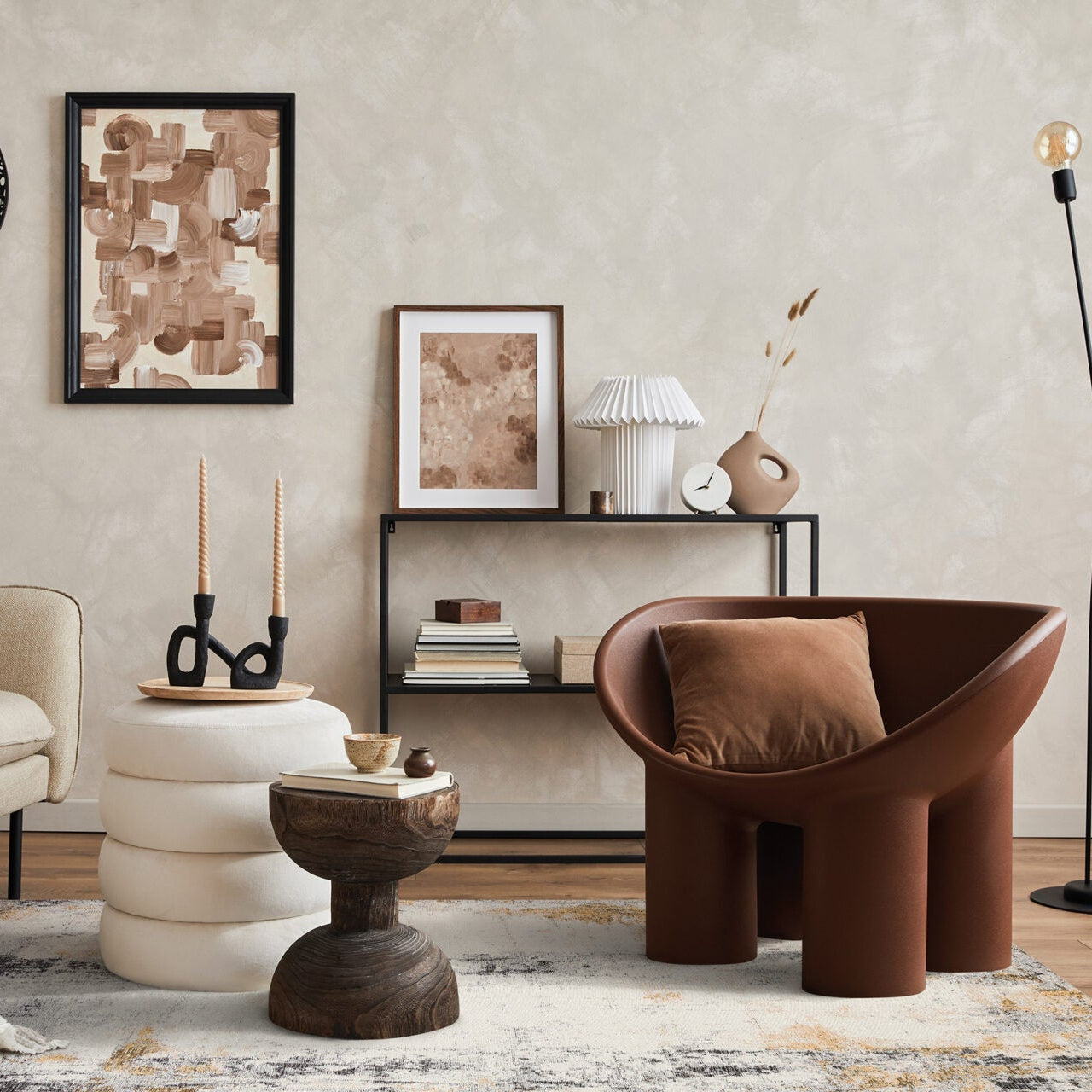 Koberec DECO RUGS béžový s horčicovou a čiernou