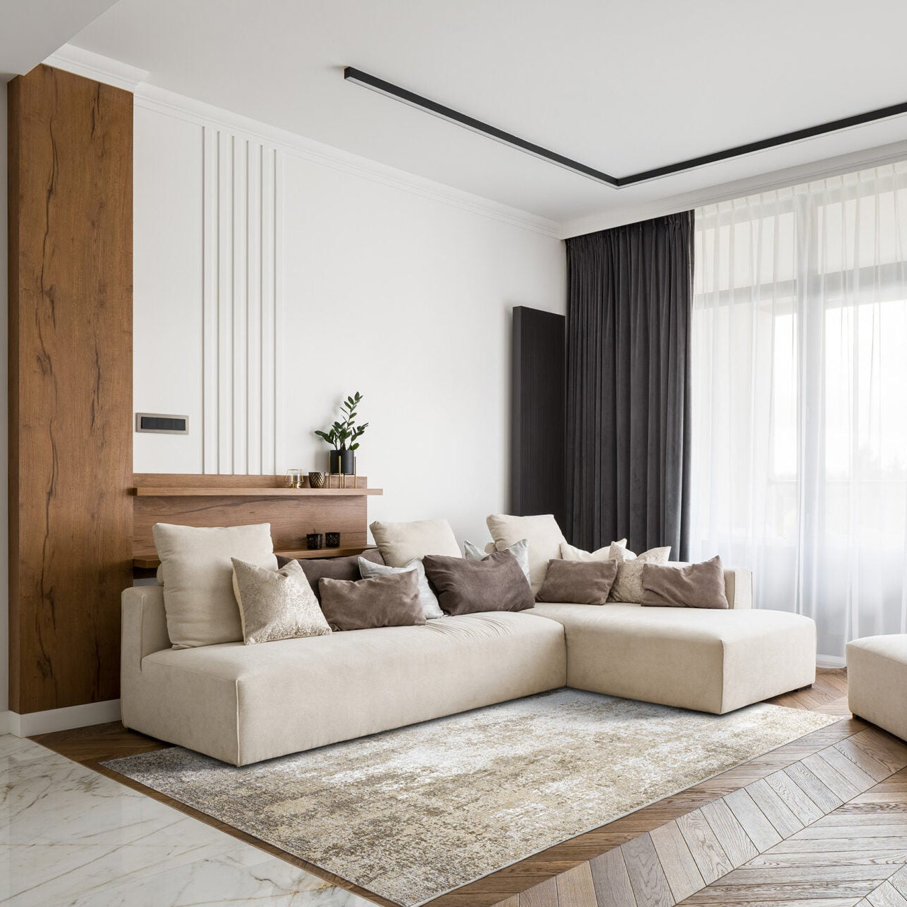 Koberec DECO RUGS béžový s bielou