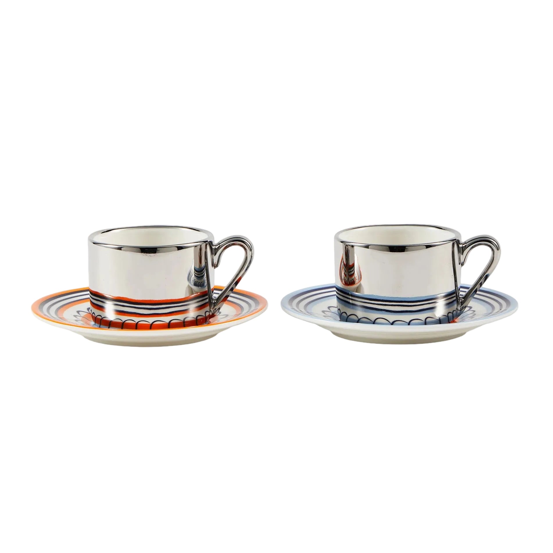 FLORAL Orange and Blue Espresso Cup Set