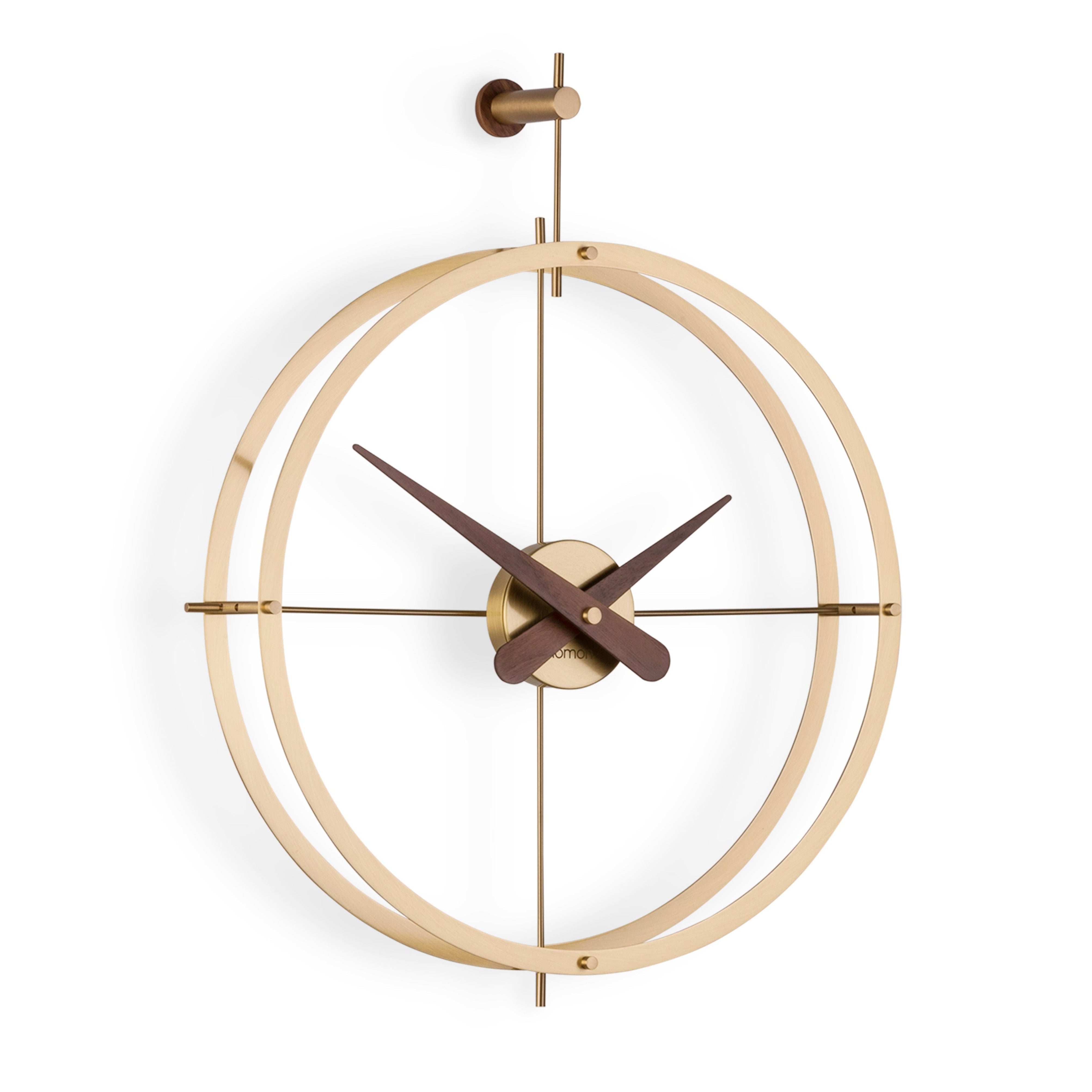 Nástenné hodiny DOS PUNTOS PREMIUM orechové drevo s mosadzným povrchom