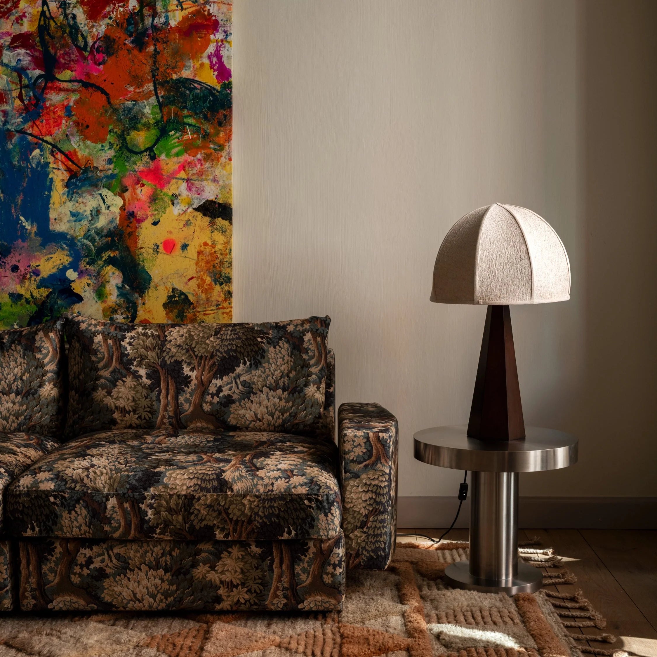 Stolná lampa HEXAGON jaseňový dyha