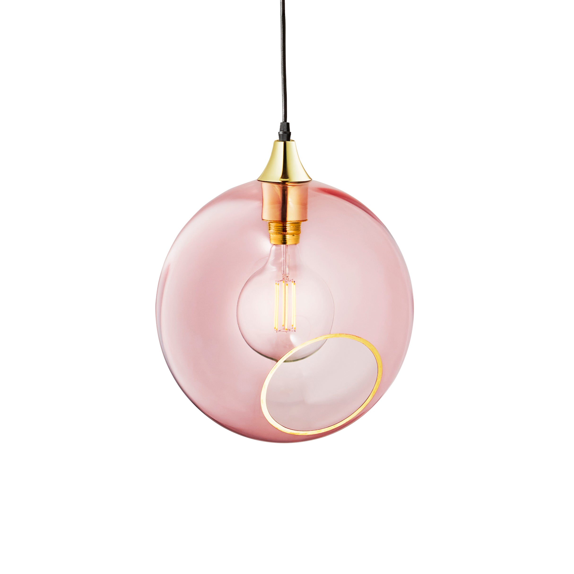 BALLROOM pendant lamp in pink with gold finish