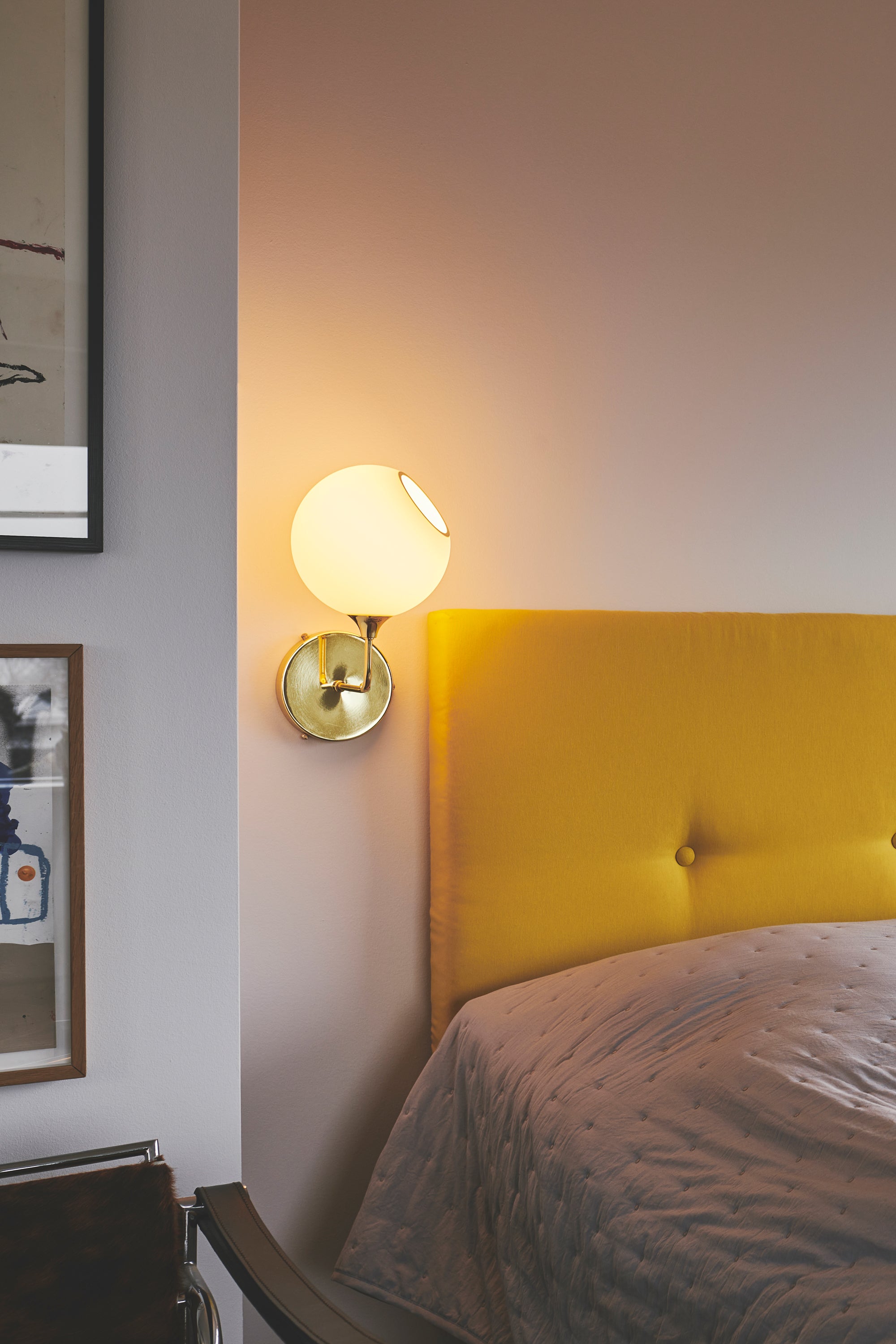 BALLROOM wall lamp white glass with a gold base