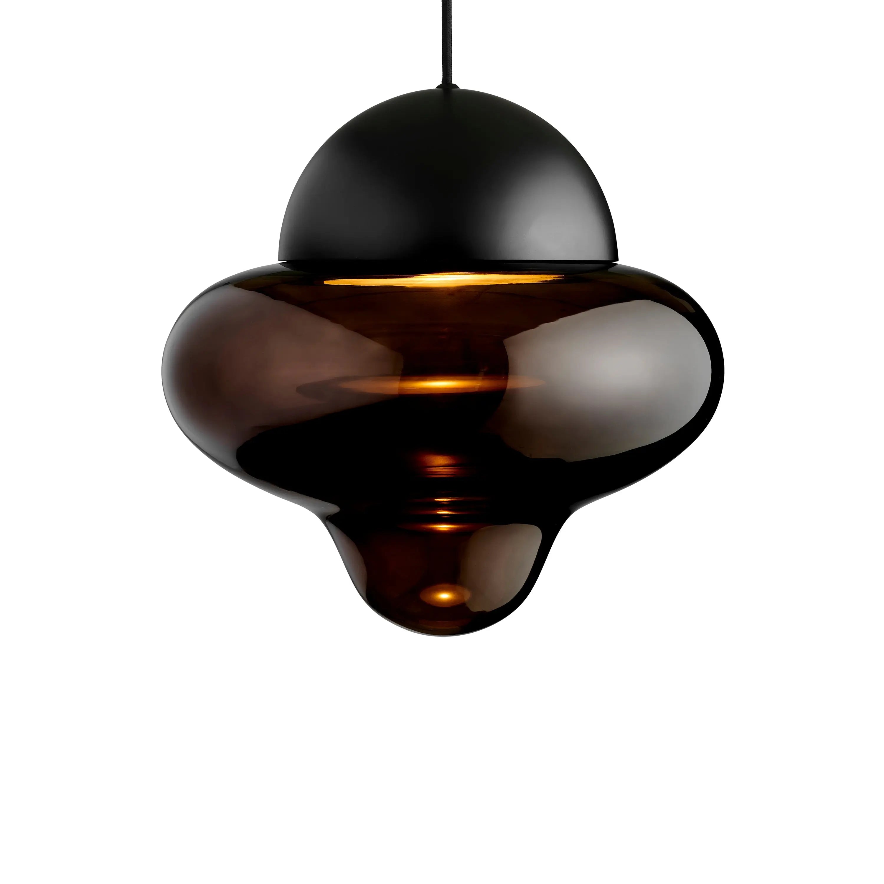 Lampa wisząca NUTTY szkło brązowe z czarnym wykończeniem – Design By Us