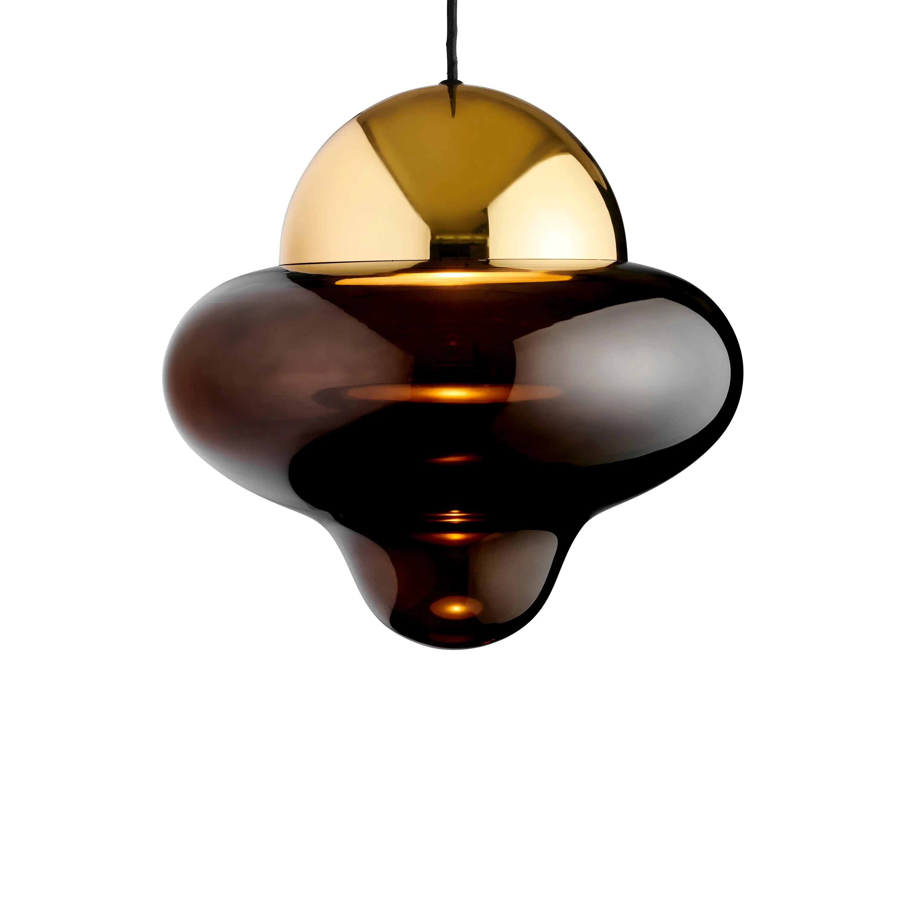 Lampa wisząca NUTTY szkło brązowe ze złotym wykończeniem – Design By Us