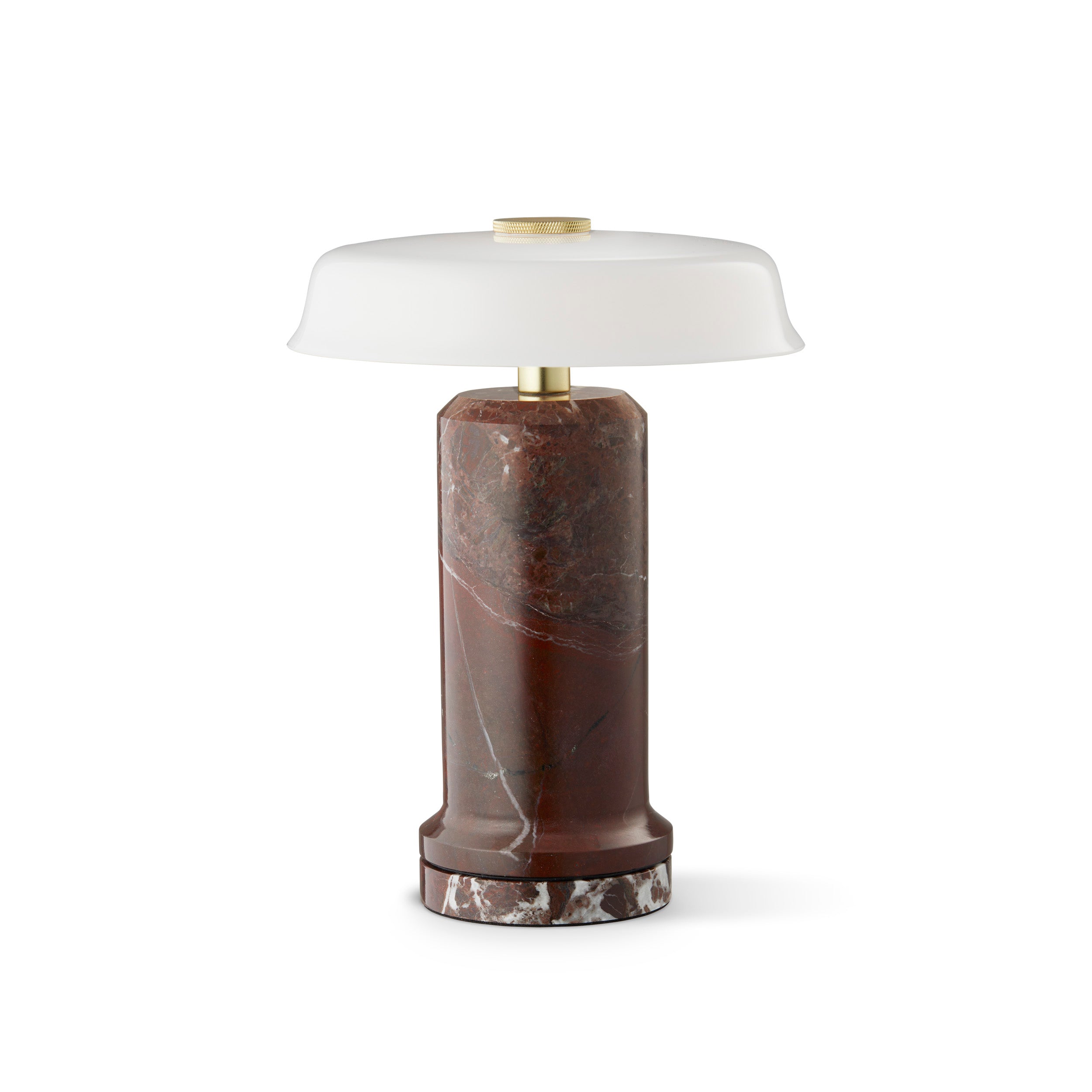 Prenosná lampa TRIP č. 2 burgundový mramor s mliečne bielym sklom