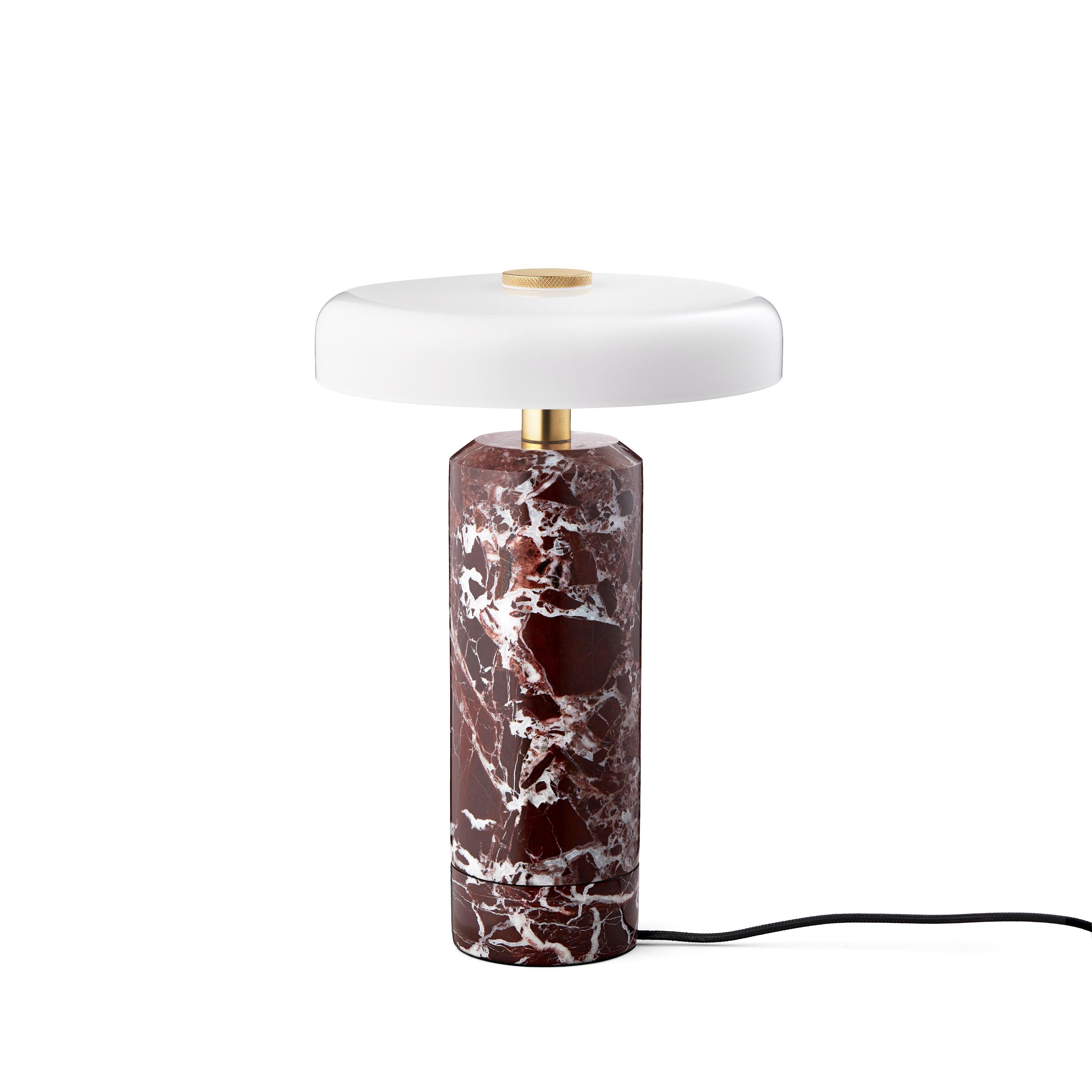 Prenosná lampa TRIP burgundový mramor s mliečnobielym sklom