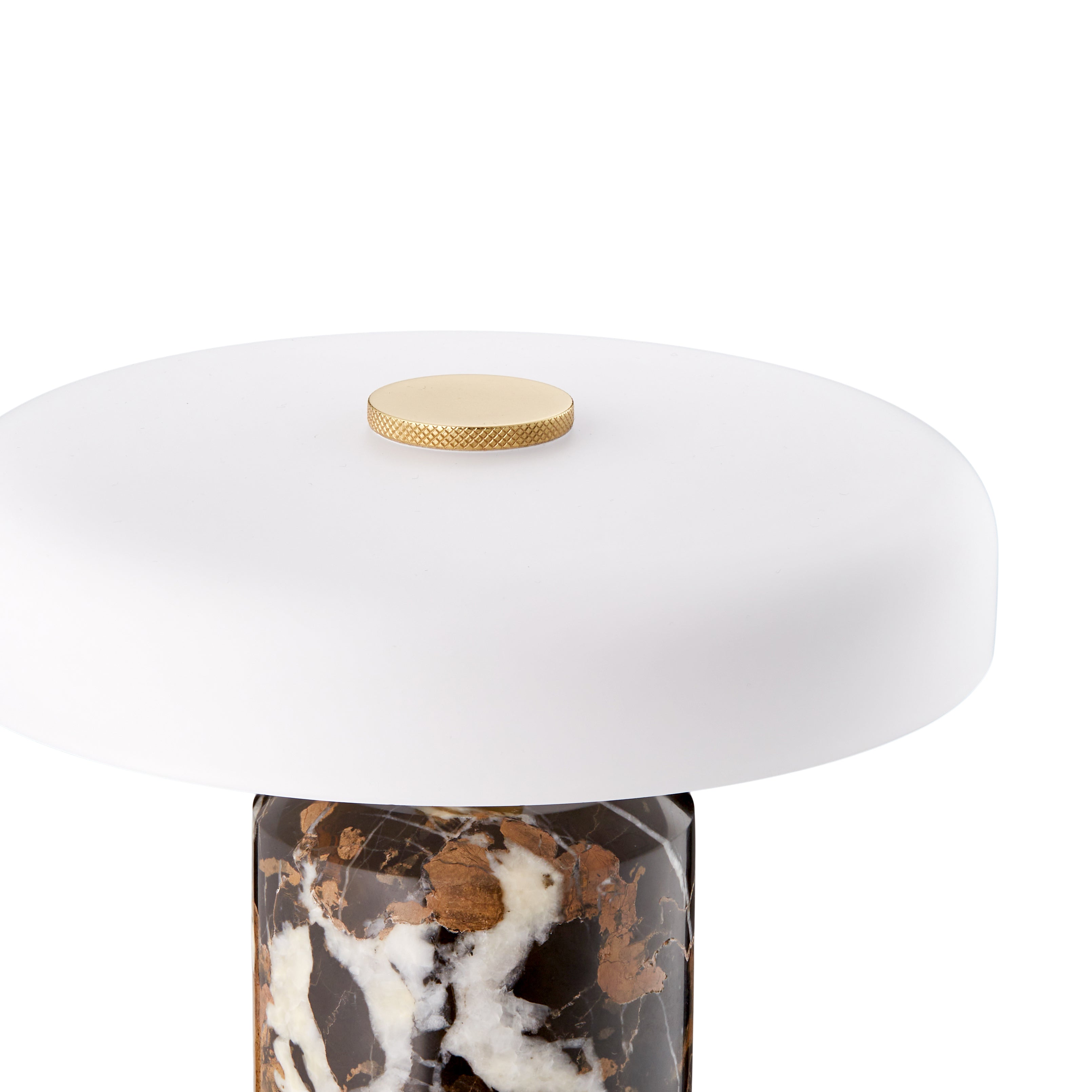 Portable lamp TRIP black-brown marble with milky white glass