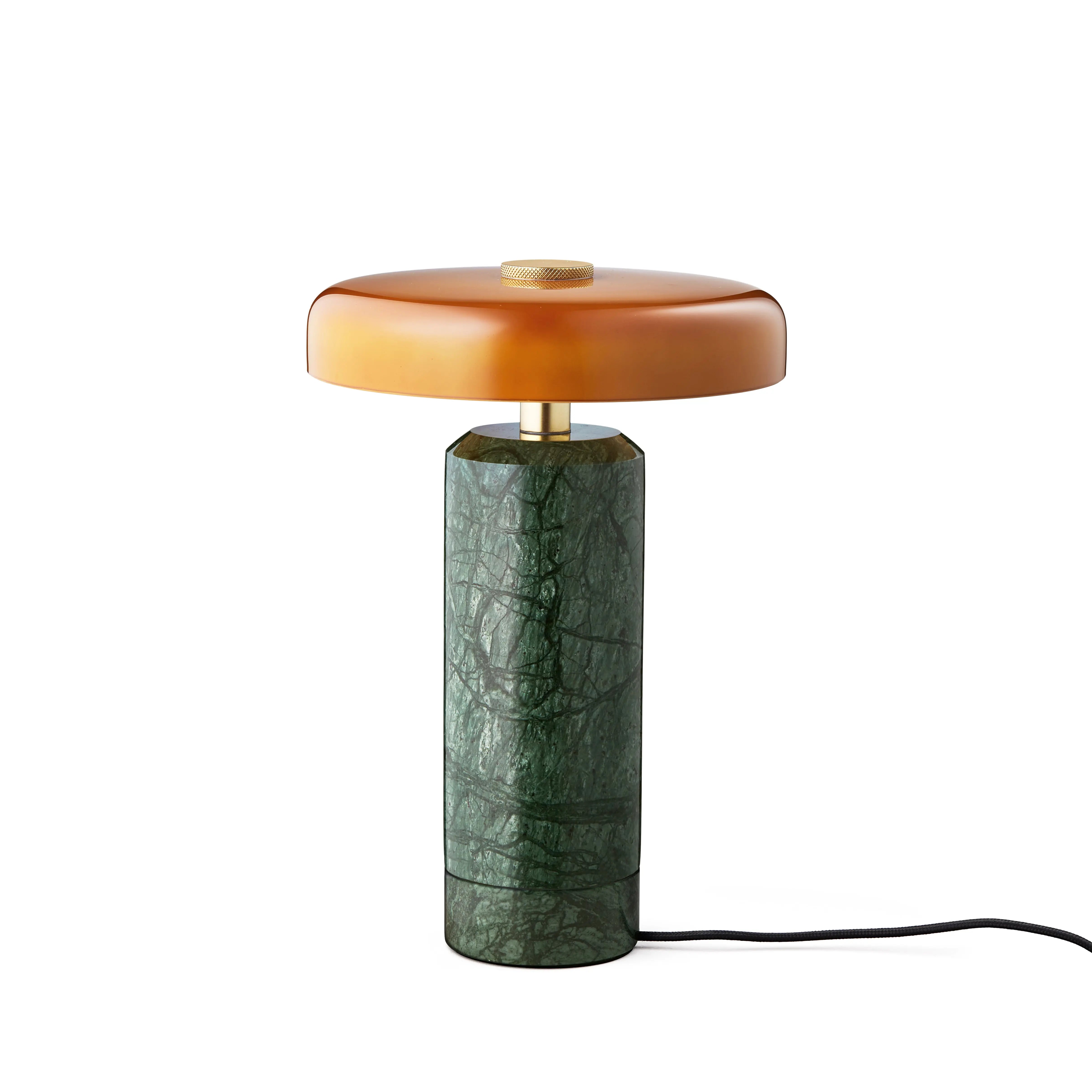 Lampa przenośna TRIP zielony marmur z bursztynowym szkłem – Design By Us