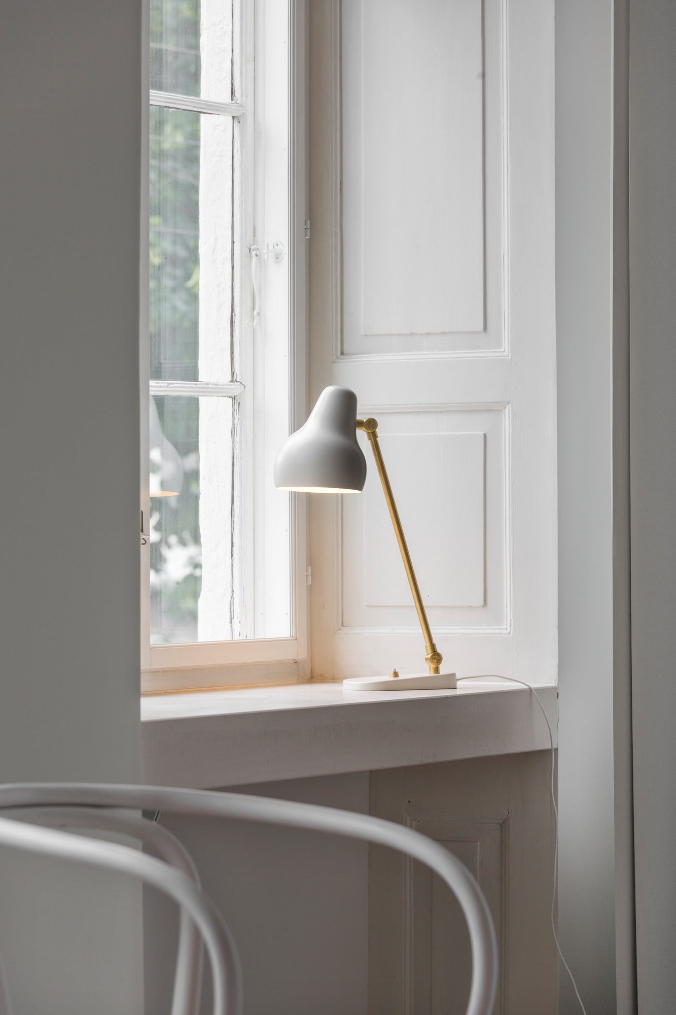 VL 38 Table Lamp White with Gold Finish