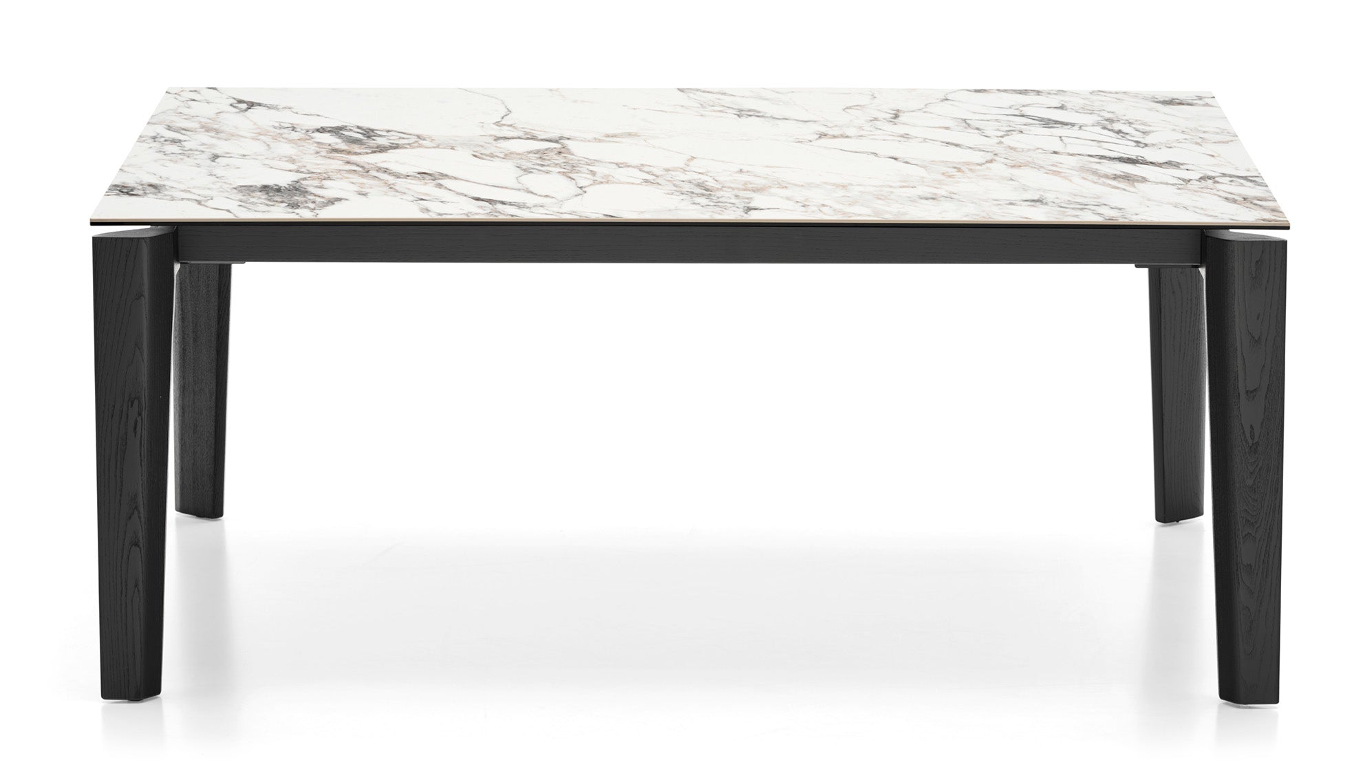 Rozkladací stôl DOGMA s bielou doskou a čiernym podstavcom