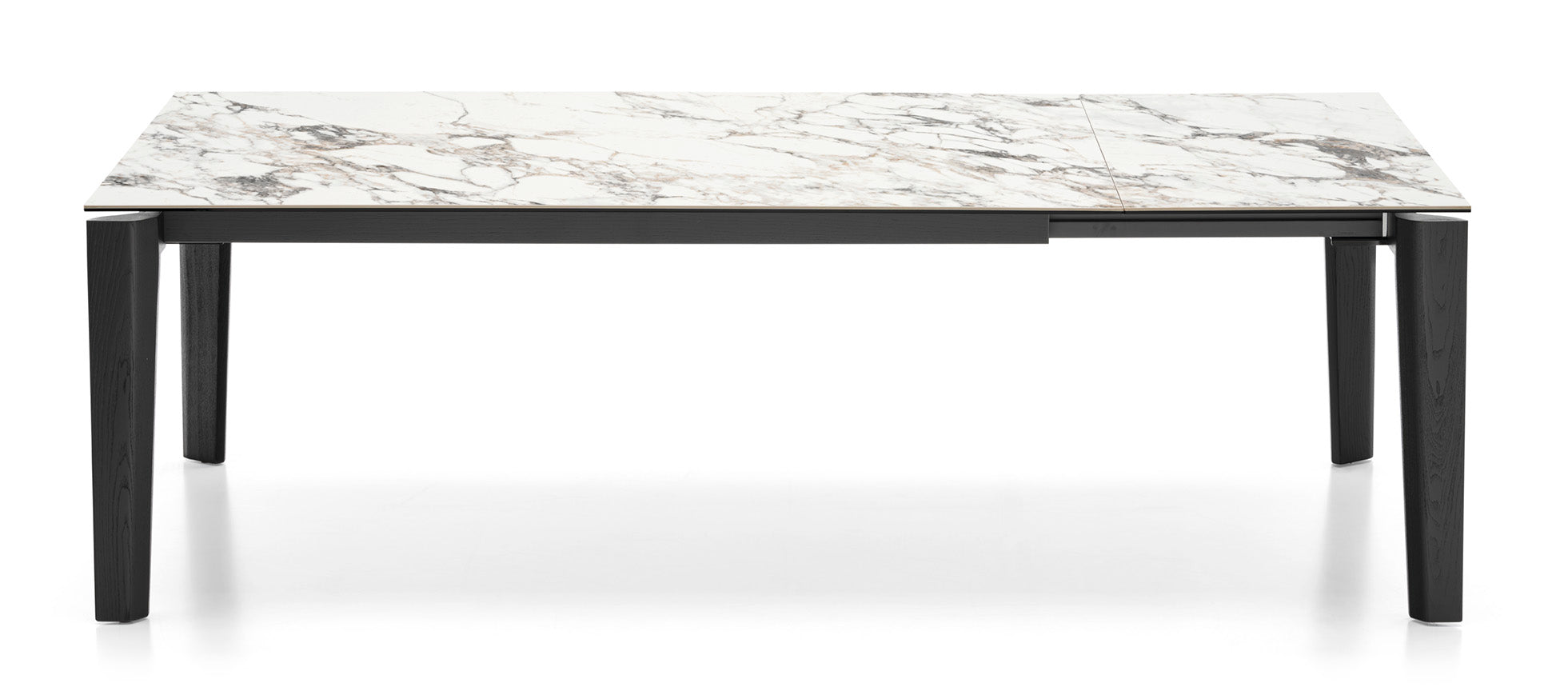 Rozkladací stôl DOGMA s bielou doskou a čiernym podstavcom