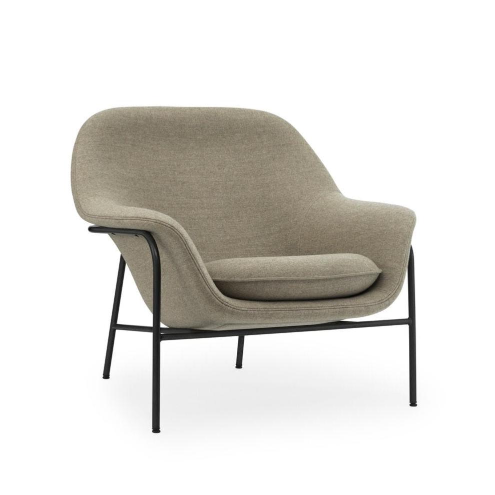 Drape Low armchair with a black metal base