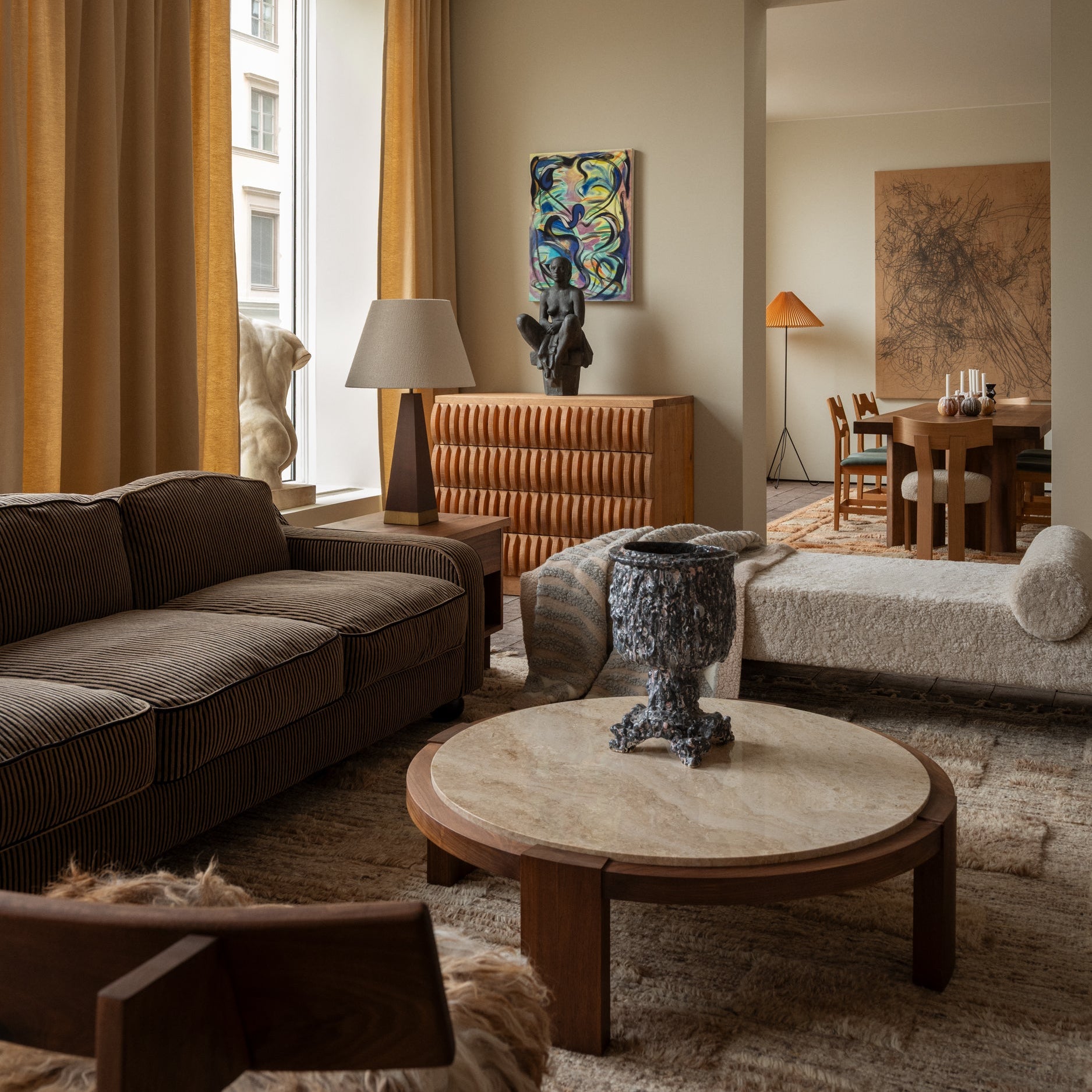 Sofa 3-osobová LOLA hnedo-čierne pruhy