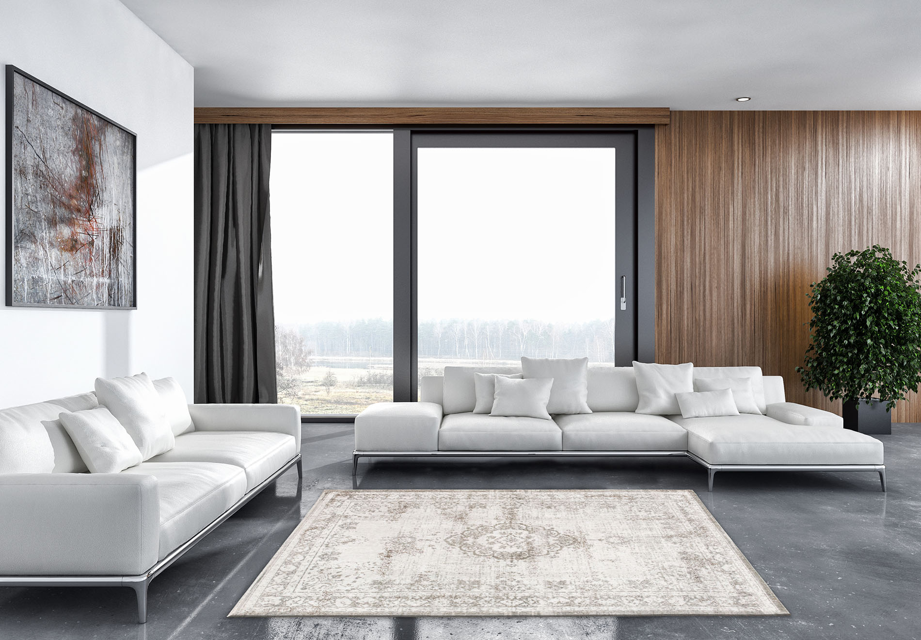 Koberec MEDALLION SOĽ & PEPER béžový