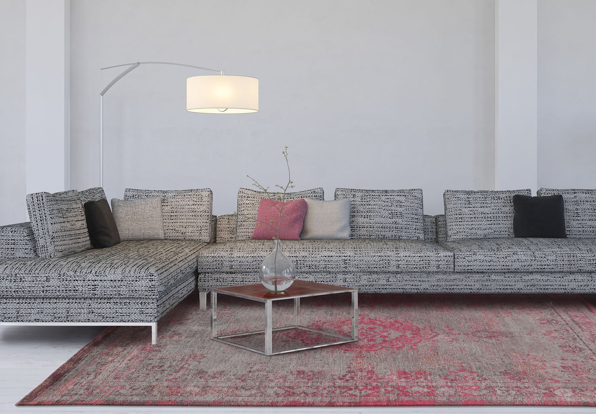 Koberec MEDAILLON PINK FLASH ružovo-sivý