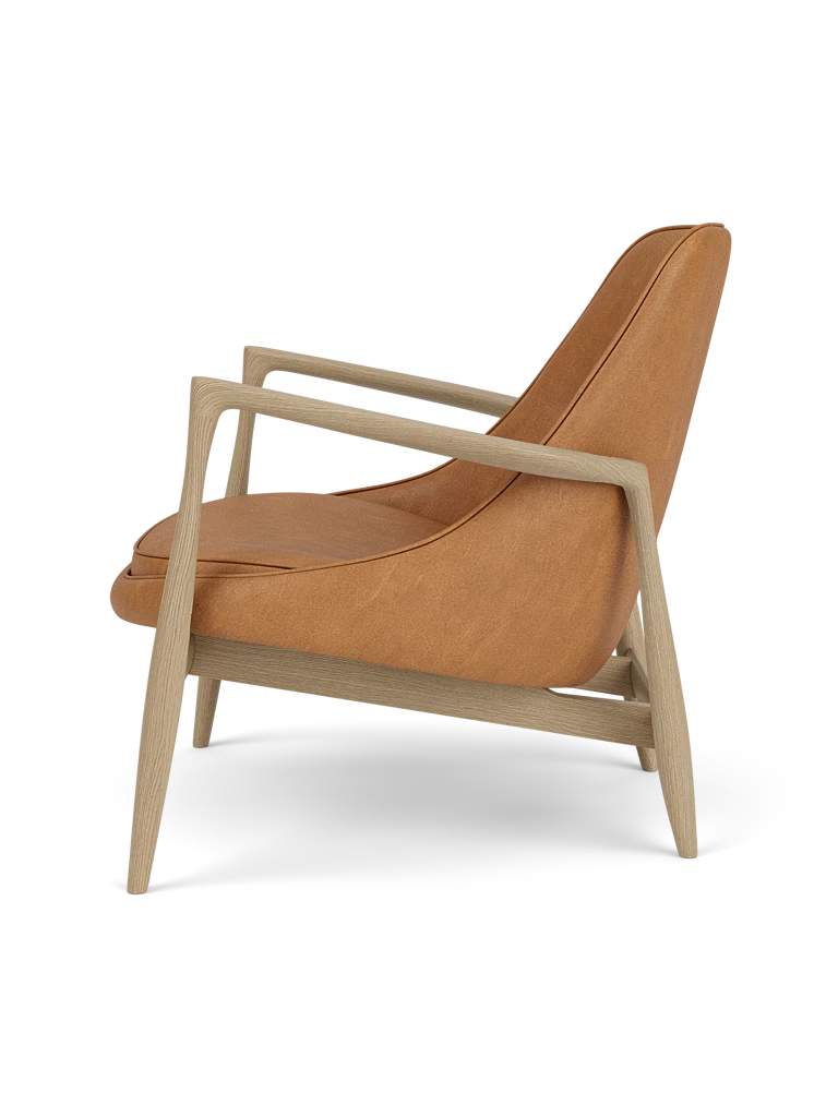 Fotel ELIZABETH z koňakovou kožou a dubovou základňou