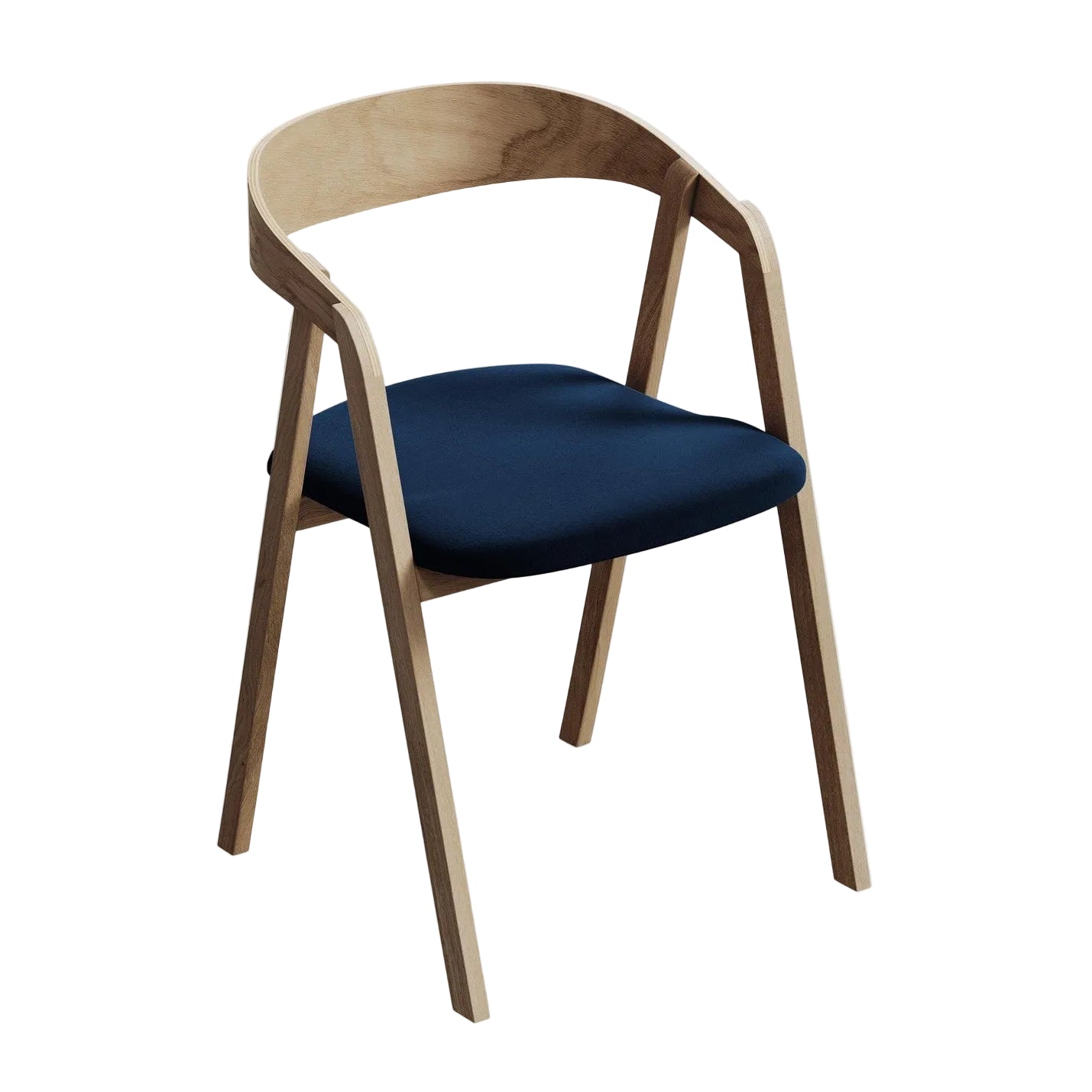 Velvet Chair ERIKA Royal Blue with Beech Base