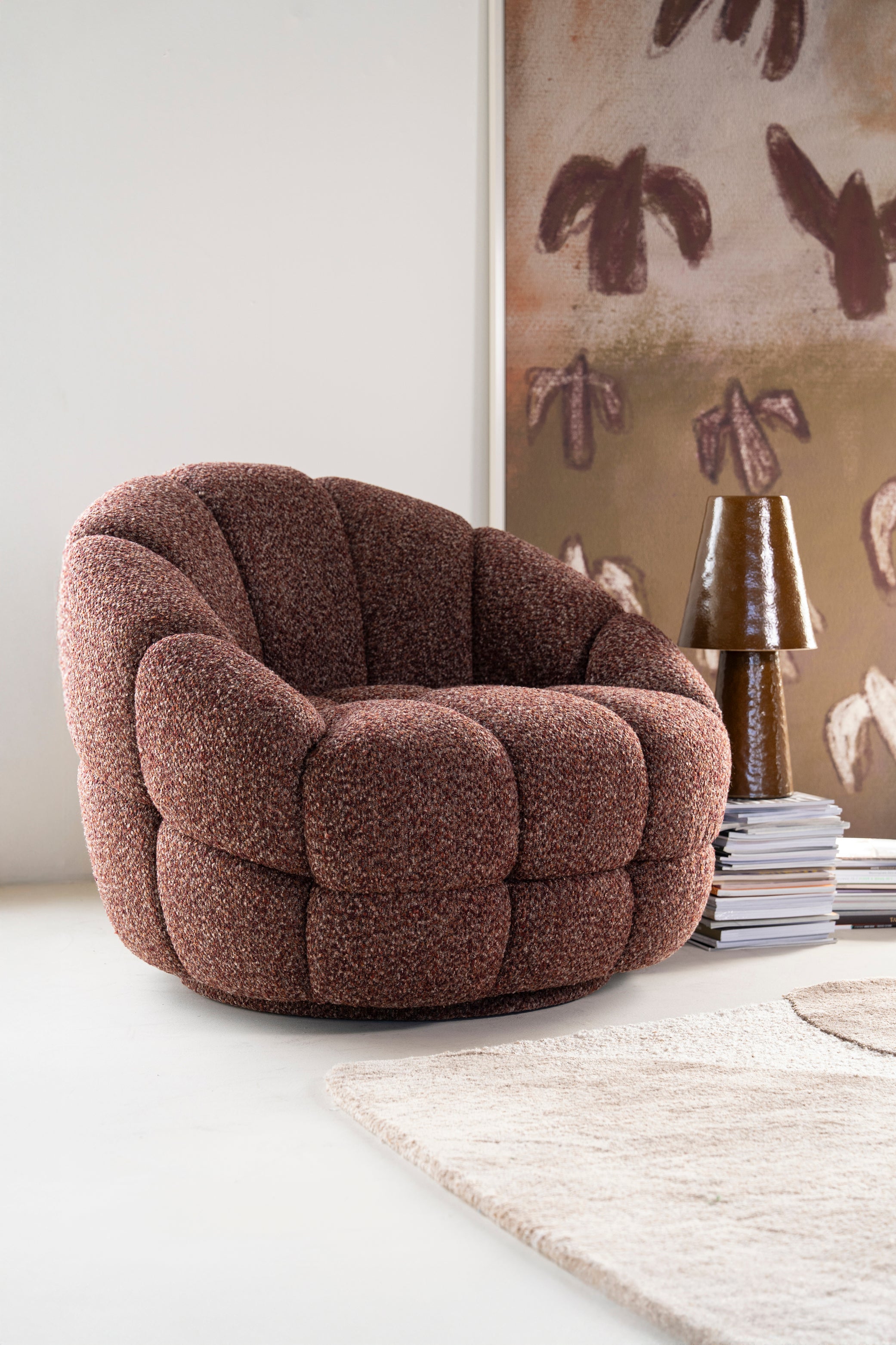 TINA taupe swivel armchair