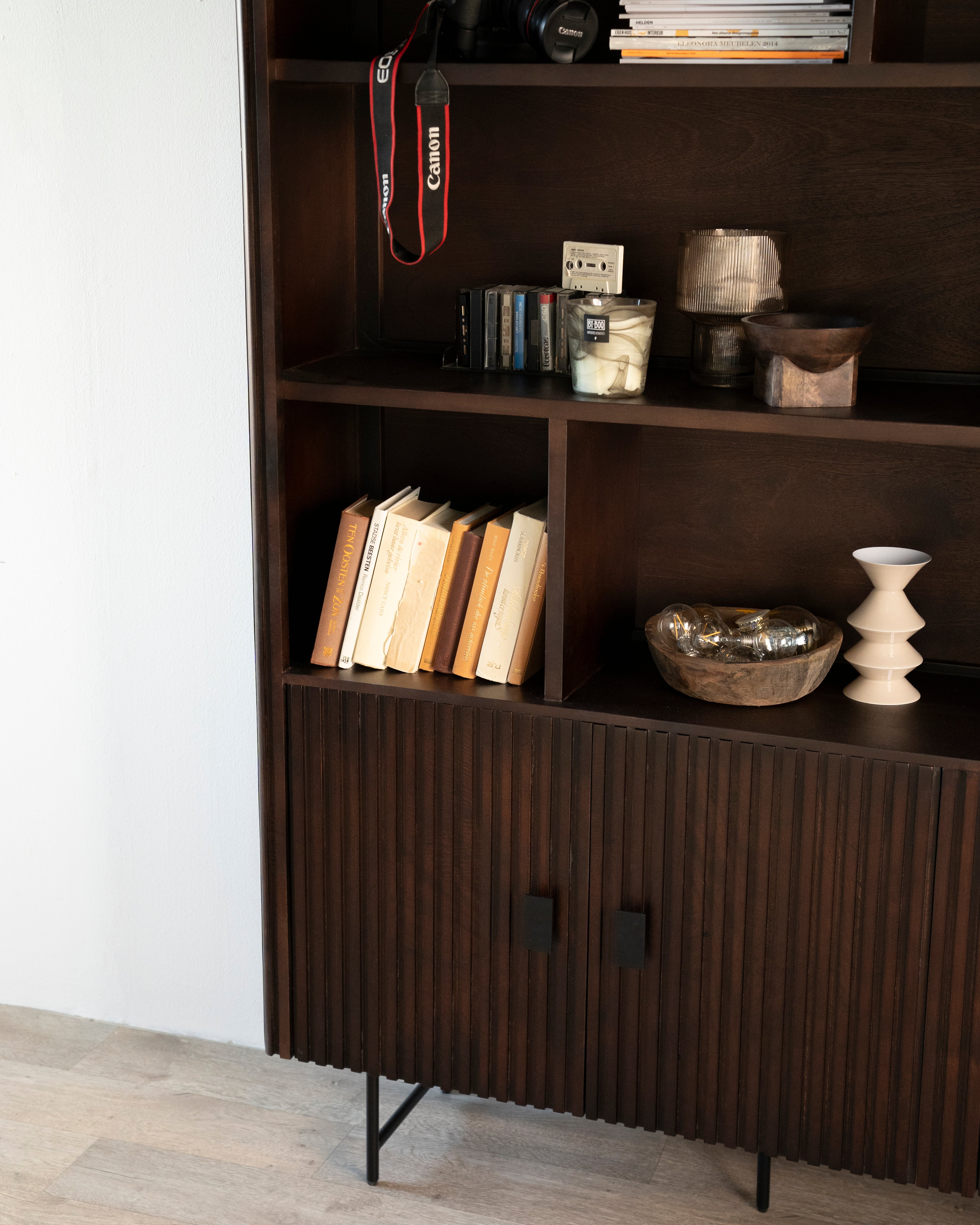 Regál REMI tmavohnedé mango drevo