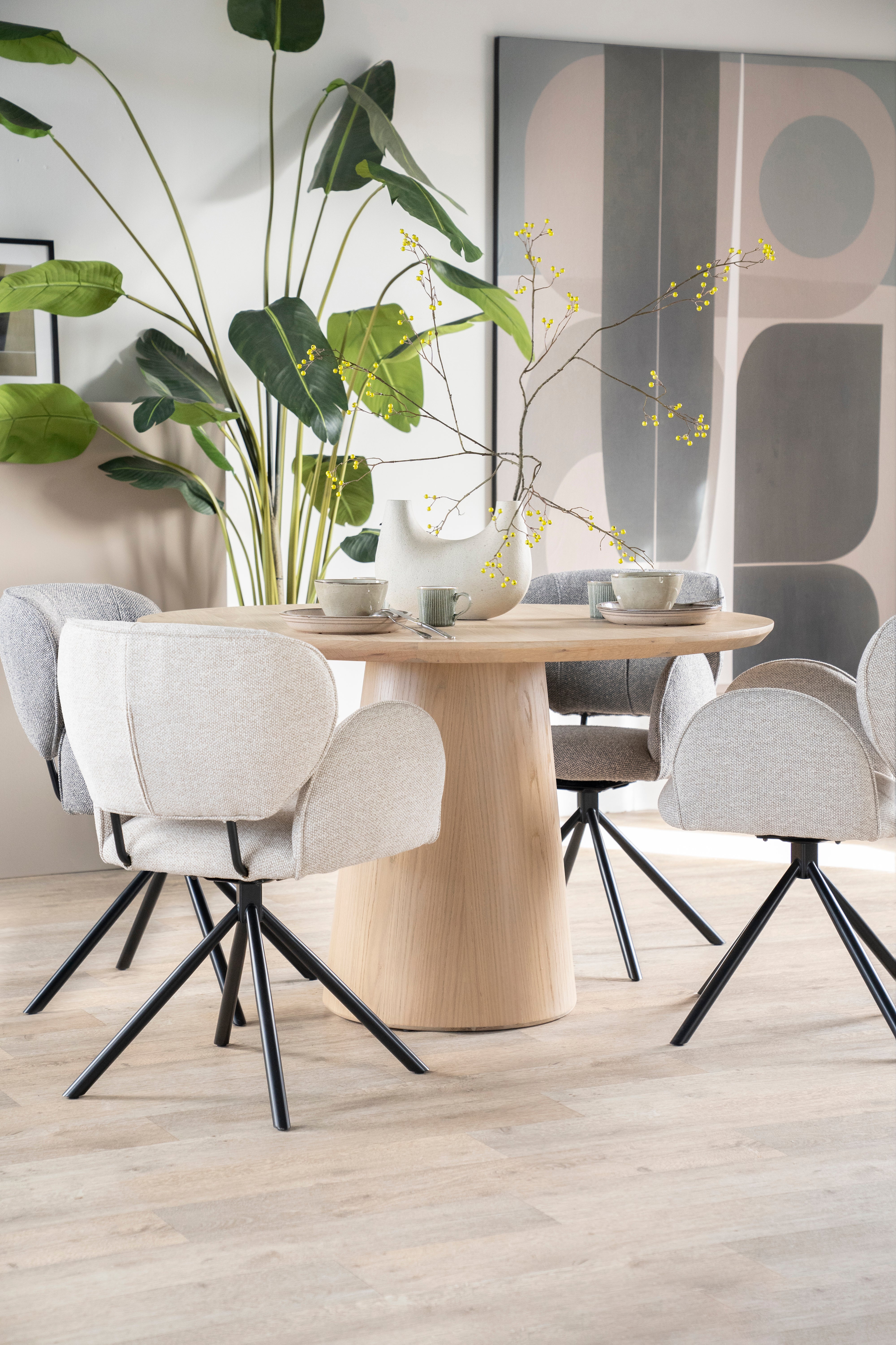 ROSALIN Cream Chair with Black Base