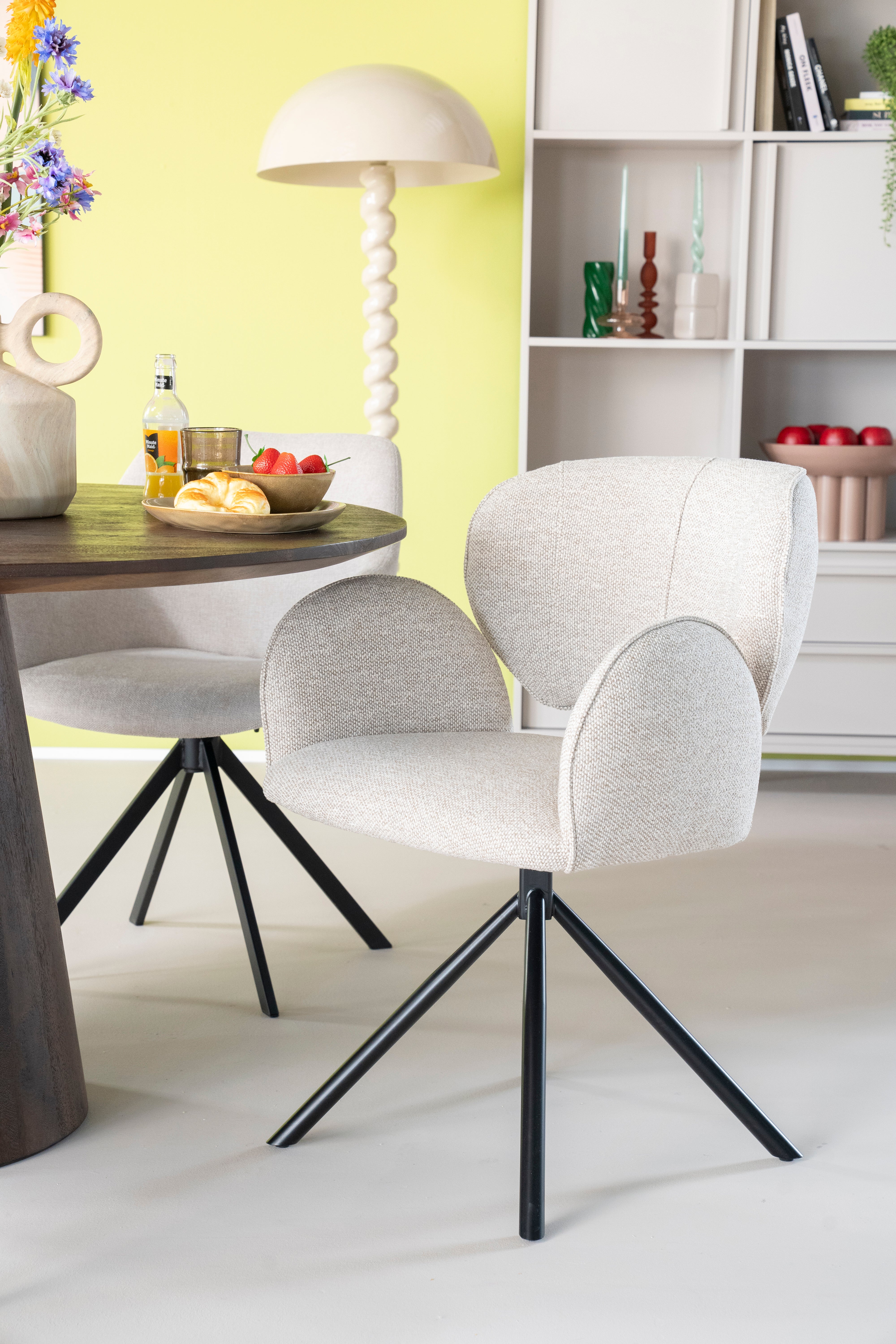 ROSALIN Cream Chair with Black Base