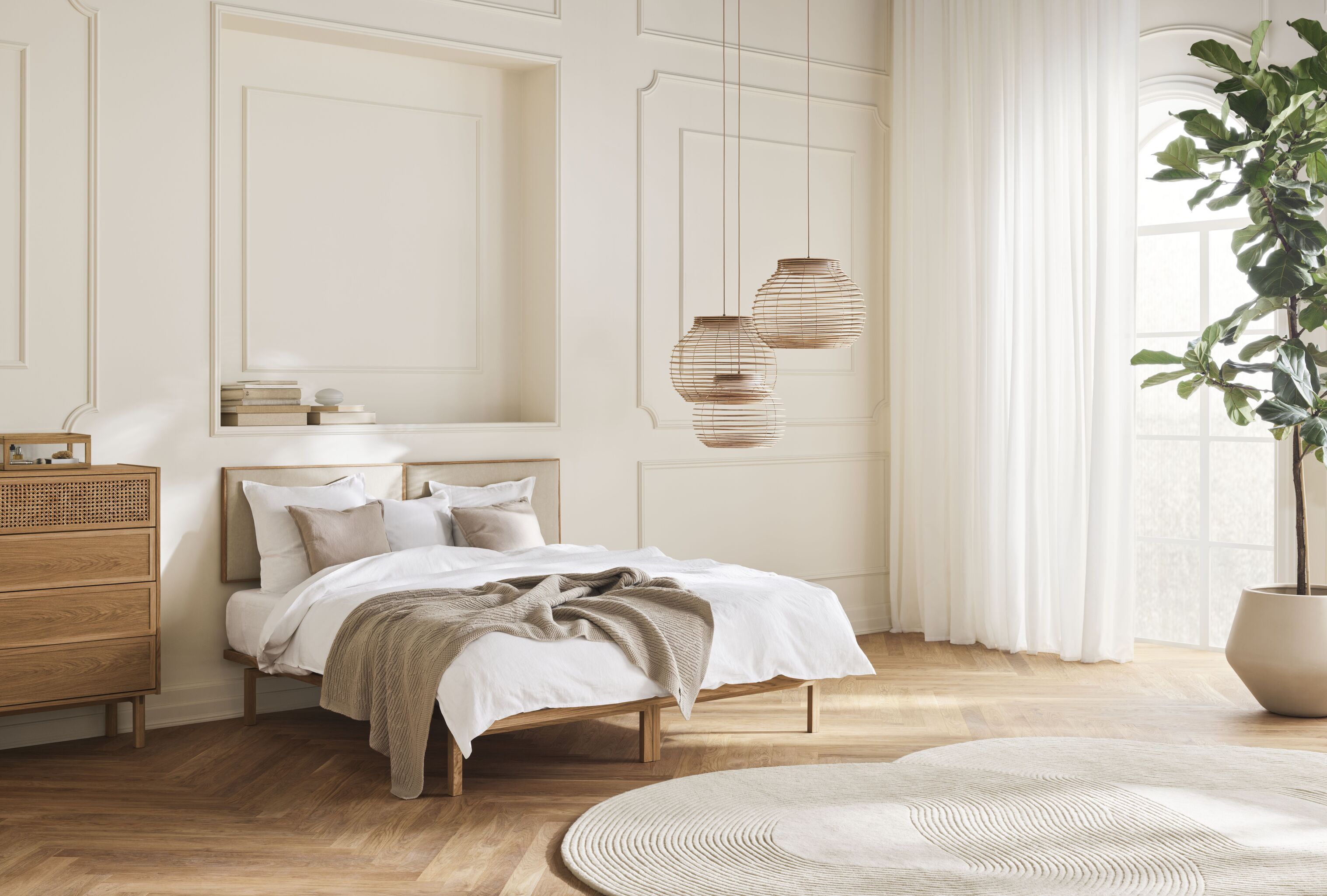 Čalúnený vankúš ELTON z bieleného dubového dreva