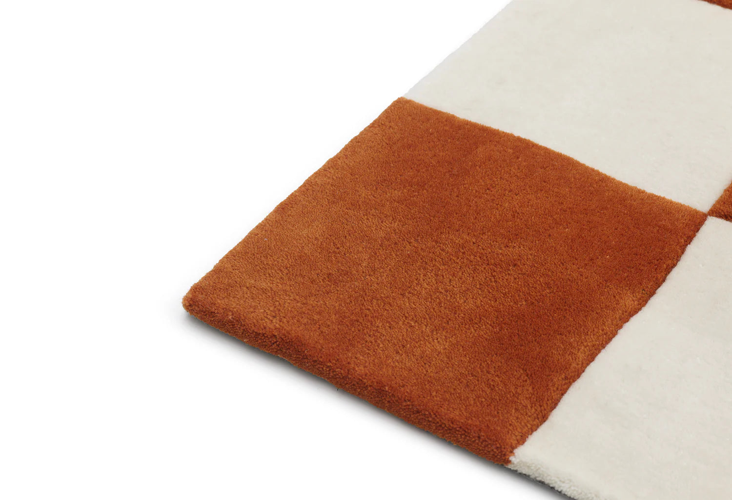 Koberec CHECKS oranžový s béžovým