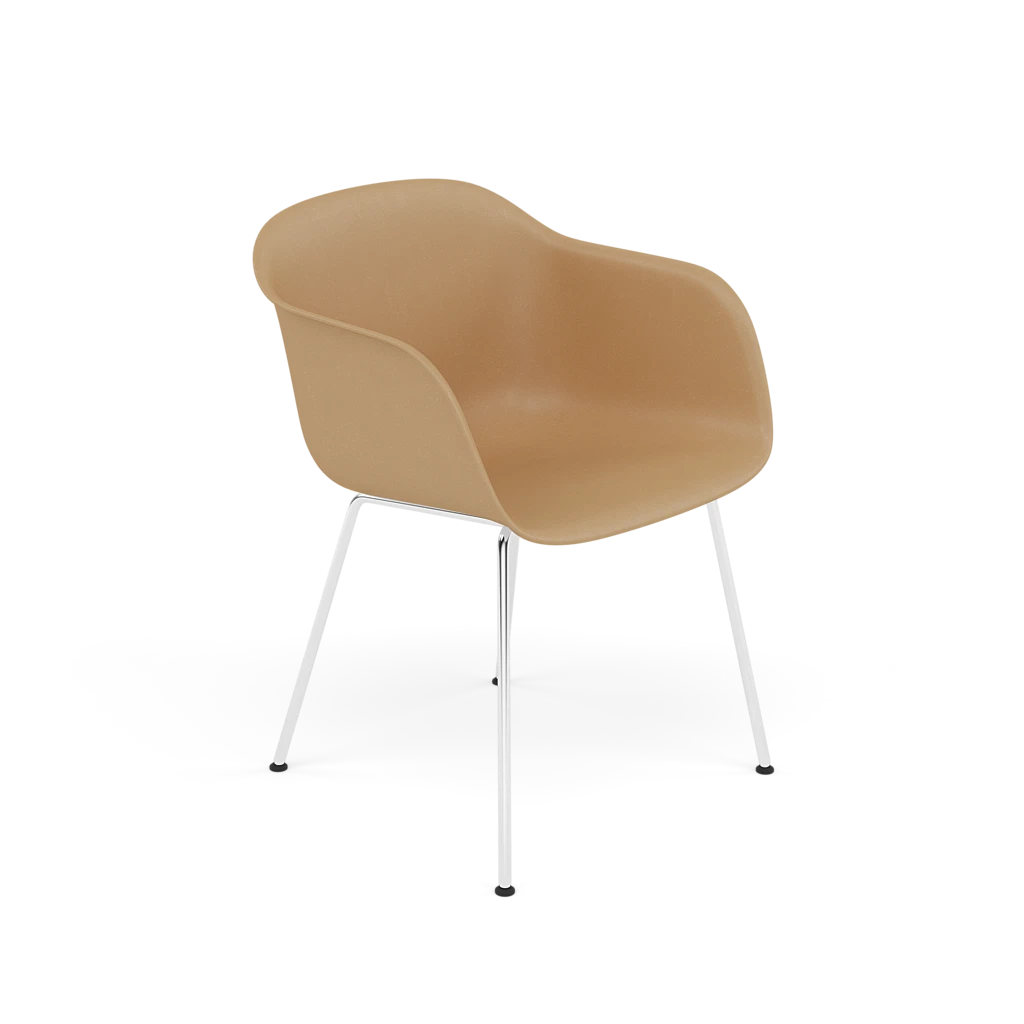 FIBER Armchair in Ochre with Steel Base